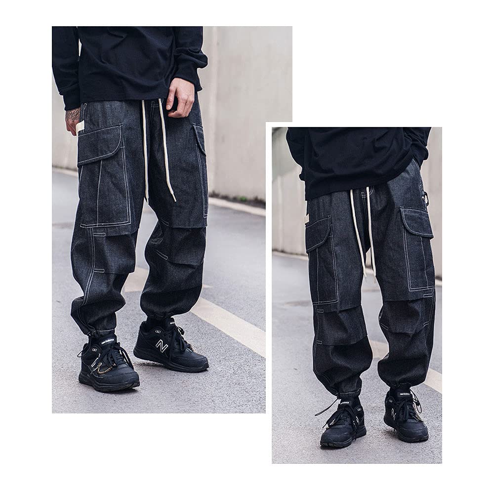 **Astellarie Men's Baggy Cargo Joggers - Loose Fit Casual Sweatpants with Drawstring & Multi-Pockets | Hip-Hop Streetwear, Workout, Lounge & Travel Pants**