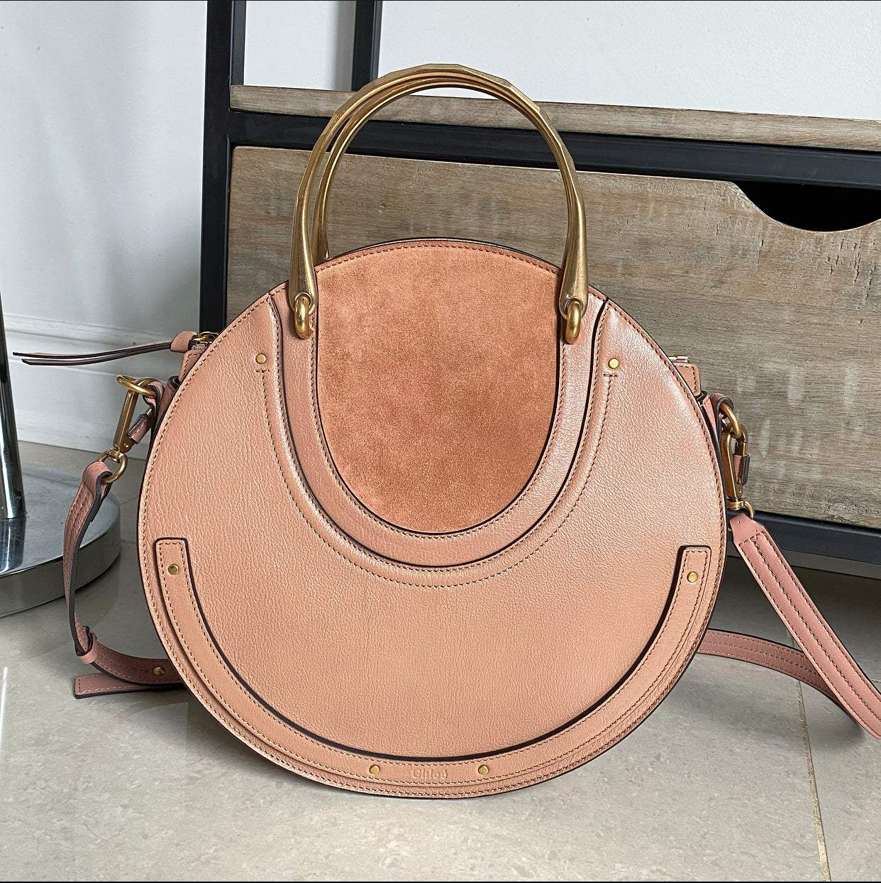 Chloe Large Nougat Leather Round Pixie Bag - Stylish Women's Shoulder Handbag for Work, Travel & Evening Out
