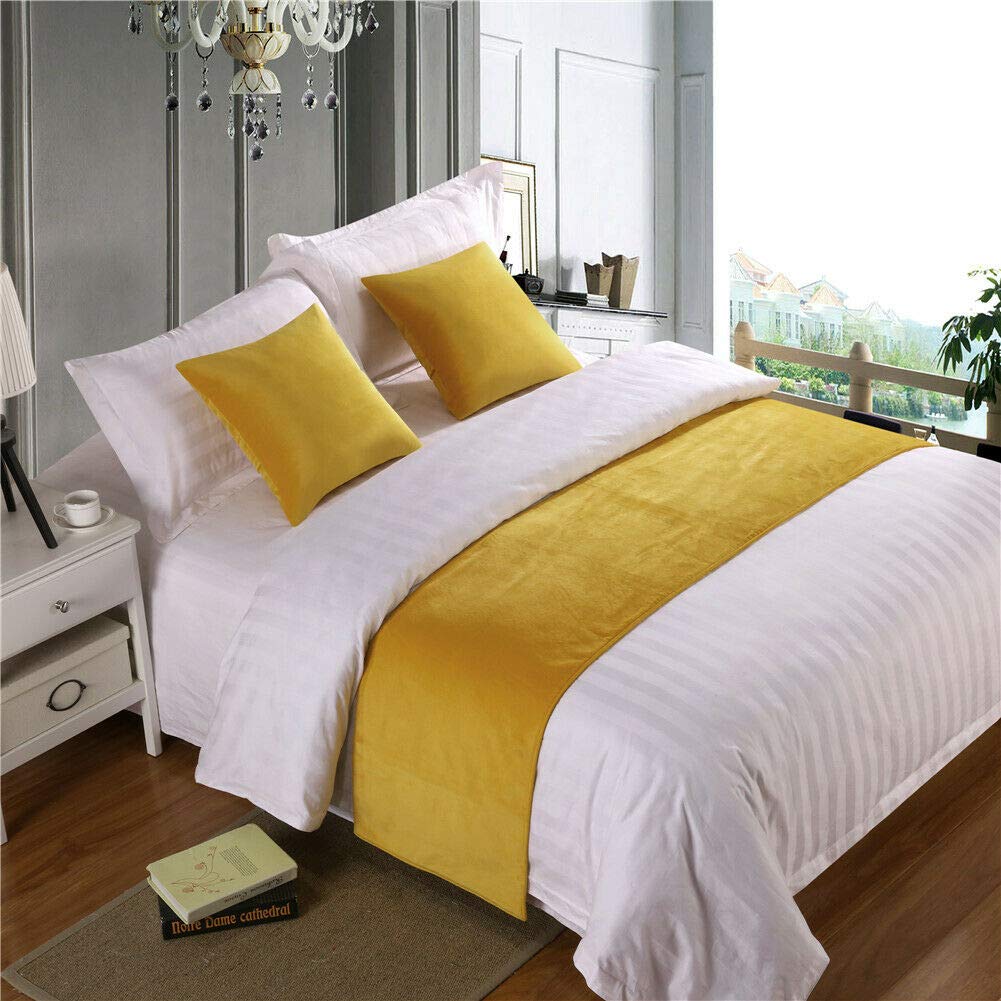 ZUUNA Velvet Solid Bed Runner Scarf - Luxury Bed Protector & Decorative Cover for Twin, Queen, King Beds - Perfect for Bedroom, Hotel & Wedding Room Decor