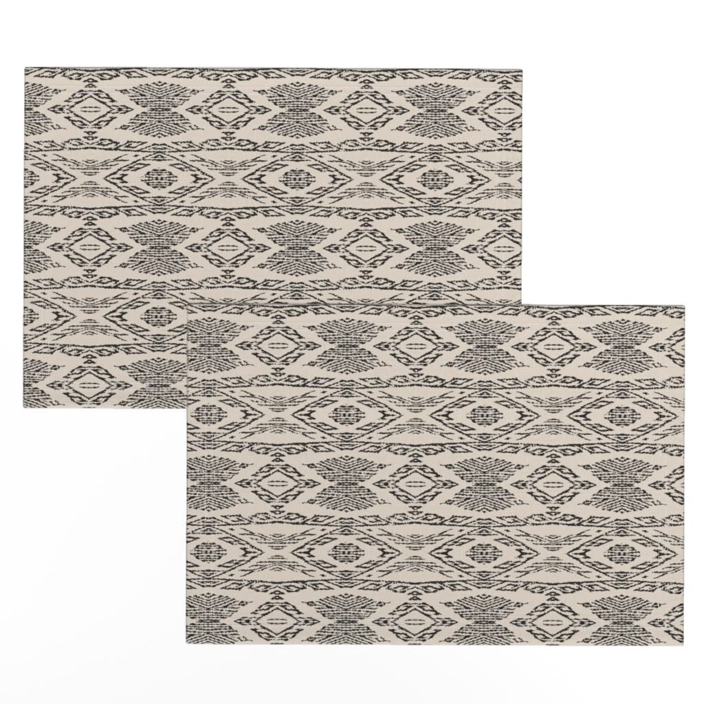 Premium Linen Cotton Canvas Placemats Set of 2 - Modern Geometric White Stripe Pattern for Dining Table Decor | Washable & Durable Table Mats for Kitchen, Restaurant, and Home Entertaining
