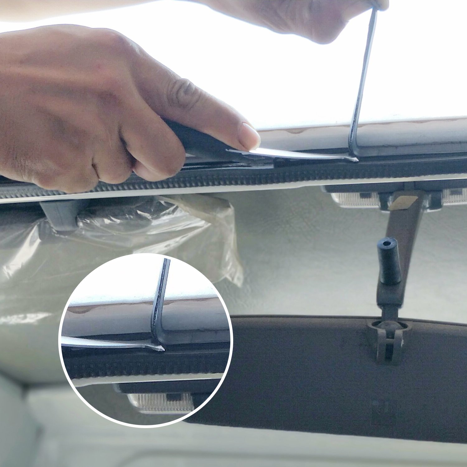 BOUSH Windshield Urethane Scraper Tool Kit - 3-Piece Car Glass Removal Set with Blades & Soft Rubber Handle for Auto Glass Repair & Windshield Replacement
