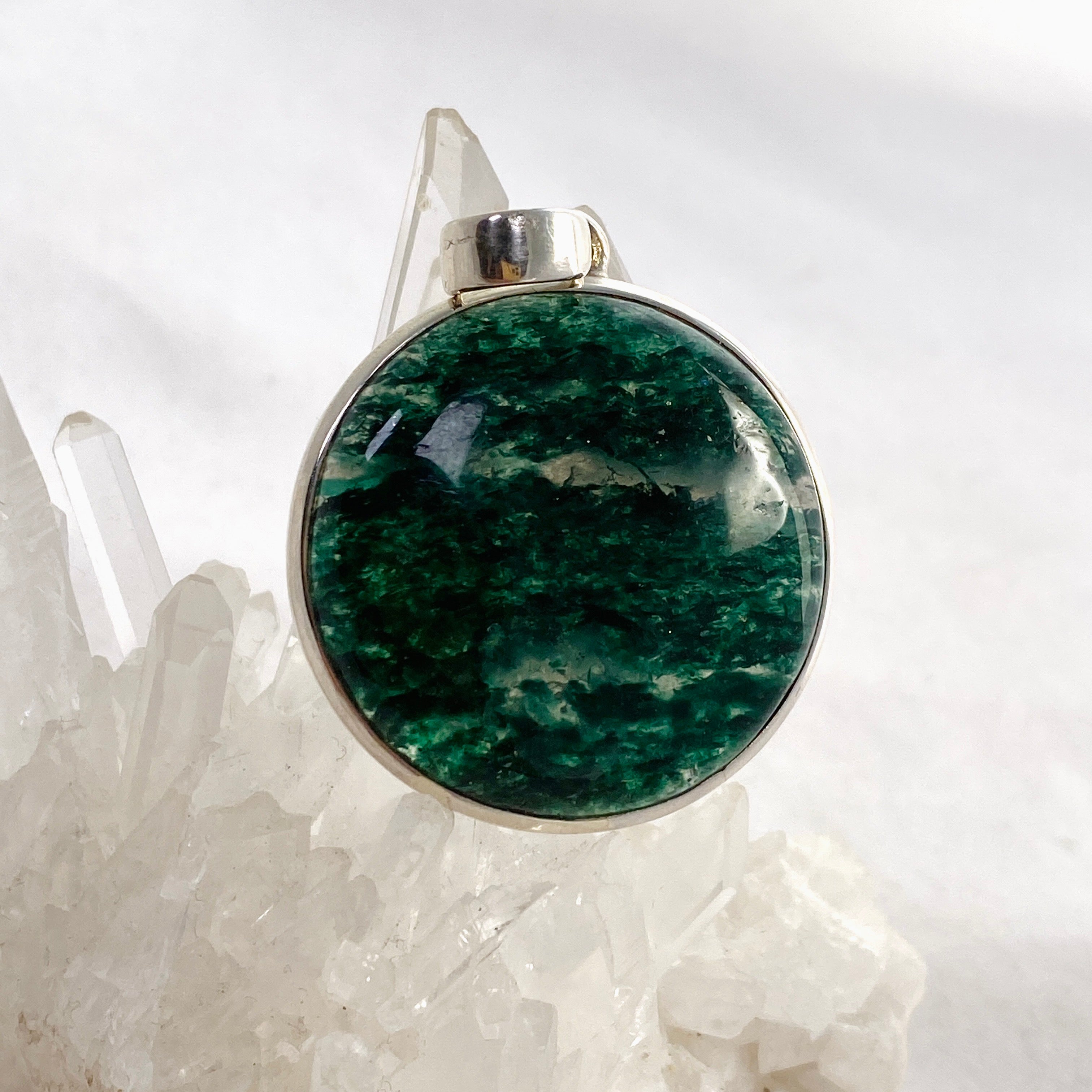 Natural Green Aventurine Round Cabochon Pendant Necklace - PPGJ846 - Perfect for Meditation, Yoga & Spiritual Jewelry Gifts