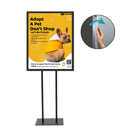Double Pole Floor Stand 22x34 Sign Holder | 1 1/4