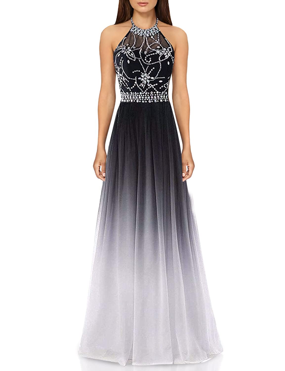 ZVOCY Ombre Chiffon Prom Evening Dresses for Women - One Shoulder Long Bridesmaid Dress Formal Gown for Wedding, Party & Special Occasions