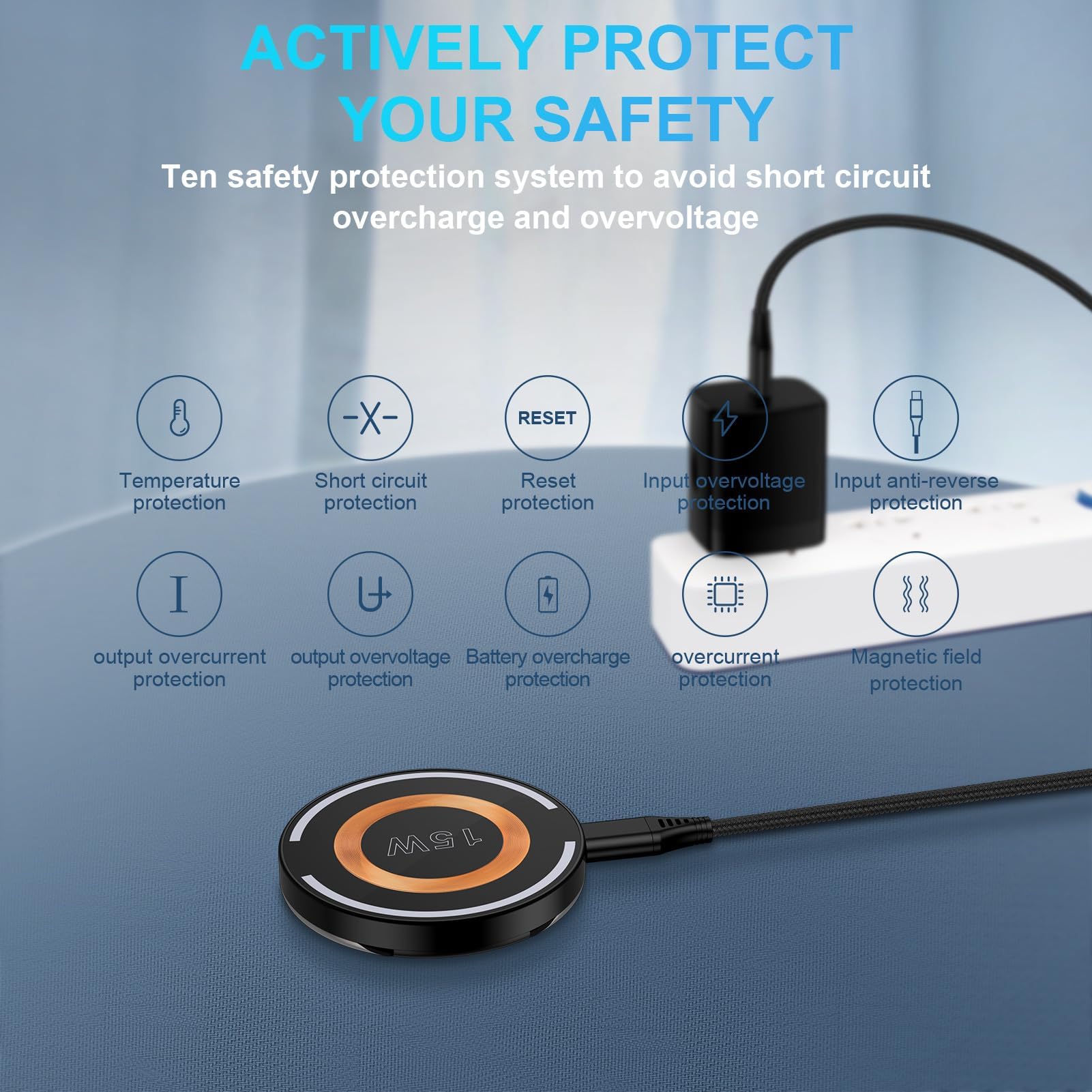 15W Magnetic Fast Charging Pad for Samsung Galaxy S24 Ultra/S25 Plus/S23/S22 & iPhone 16/15/14 - Wireless Charger Stand with 20W Power Adapter - Perfect for Home, Office, and Travel Use