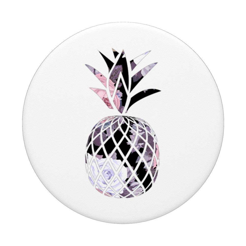 Pineapple Floral Design Pink Golden Rose on White - Elegant Home Decor for Living Room, Bedroom, Wedding & Party Decoration