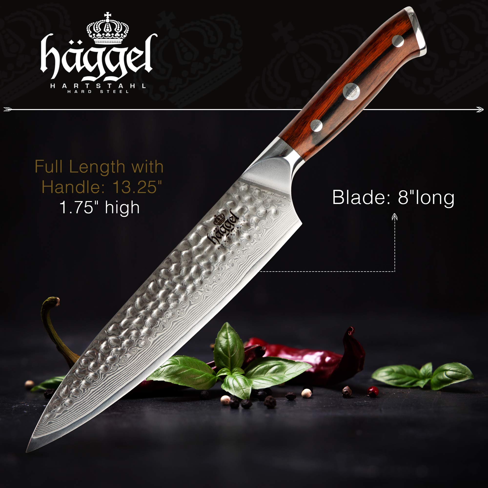 Ultra-Sharp 8 Inch Professional Chef Knife - Hand Hammered VG10 Stainless Steel Kitchen Knife for All-Around Food Preparation | Perfect Gift for Chefs & Home Cooks | Ideal for Slicing, Dicing, and Chopping Vegetables, Meat, and Herbs