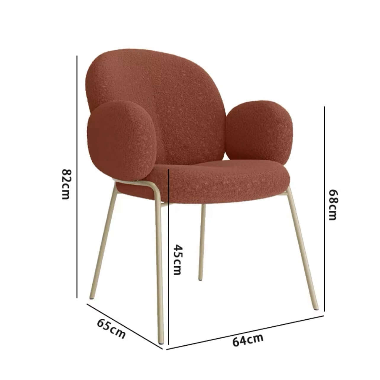 Ivory White Boucle Accent Chair with White Metal Legs - Modern Upholstered Lounge Chair for Living Room, Bedroom, or Office Decor