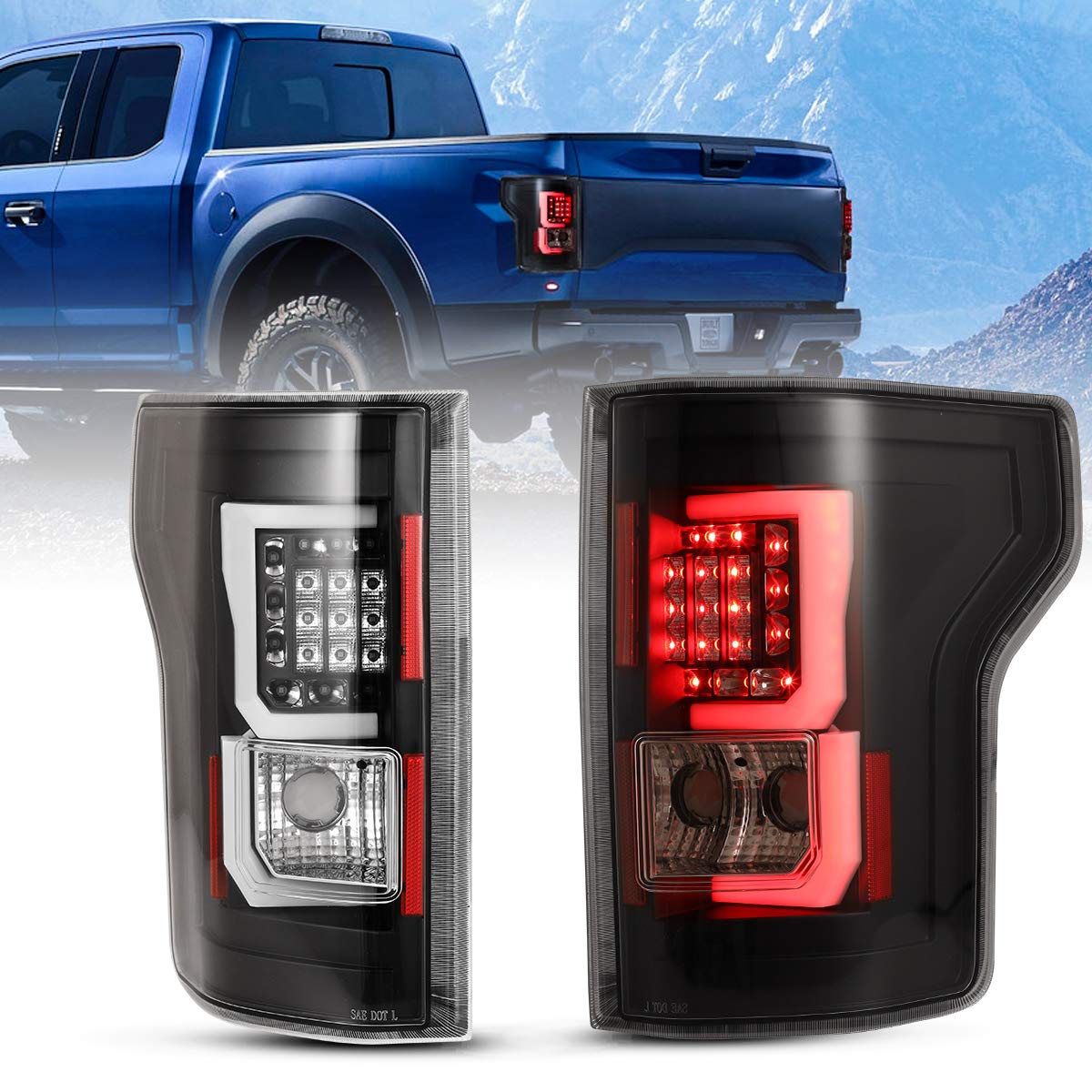 Nixon Offroad LED Tail Lights Assembly for 2015-2017 Ford F-150 - Compatible with Factory Halogen Models (Not for LED or Blind Spot System) - Left & Right Pair with Clear Lens - Upgrade for Enhanced Visibility & Style on Off-Road Adventures