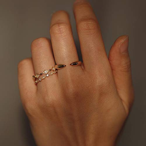 14K Gold Open Cuff Ring - Minimalist Solid Gold Stackable Ring for Women | 10K & 14K Yellow Gold Layering Jewelry | Perfect for Everyday Wear, Stacking & Special Occasions