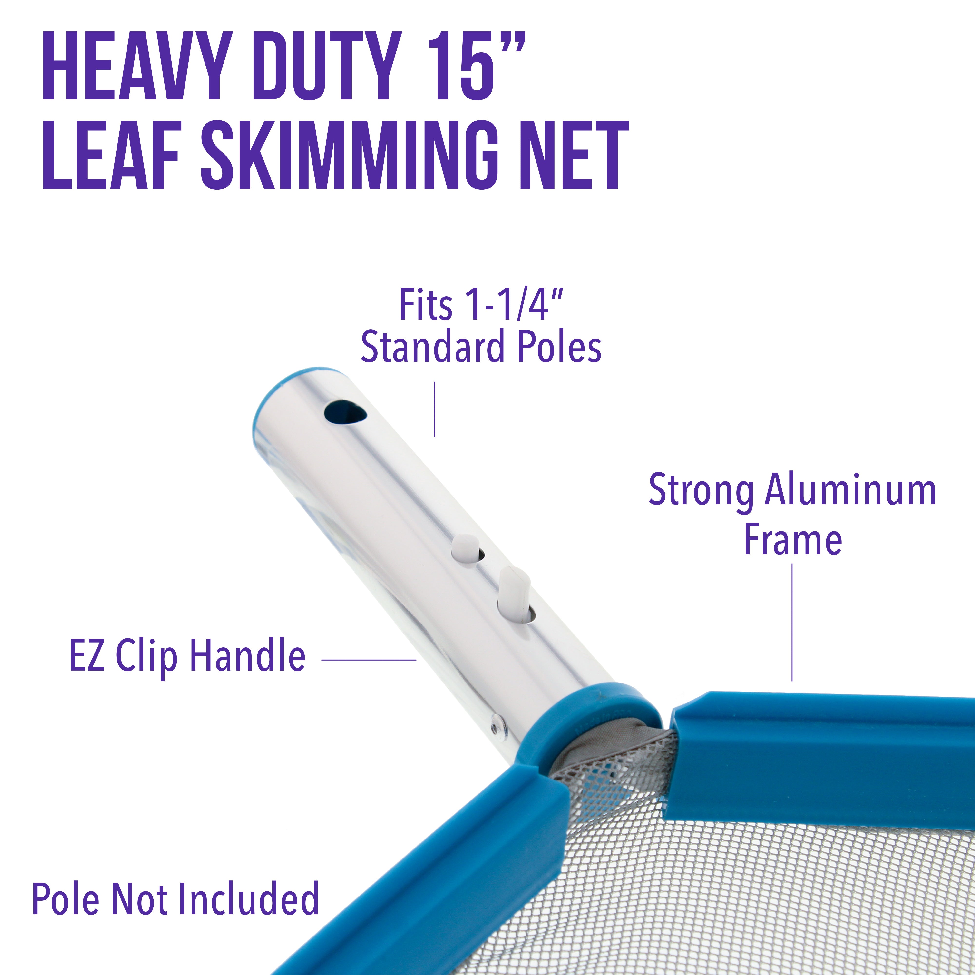 U.S. Pool Supply® Heavy Duty Aluminum Leaf Skimmer - Professional Pool Cleaning Tool for Leaves, Debris & Bugs - Perfect for Inground & Above Ground Pools, Spas & Backyard Maintenance