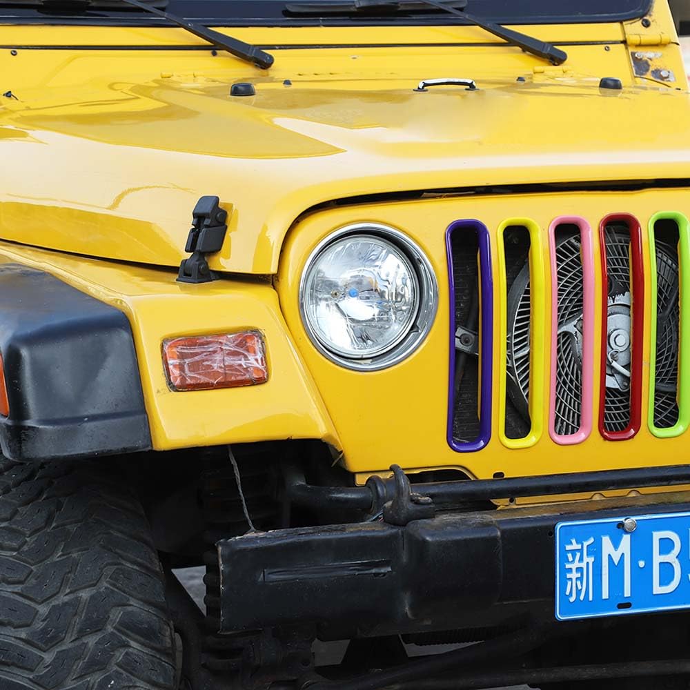 Jeep Wrangler TJ Front Grill Inserts 1997-2006 - Rainbow Color Replacement Grille for Off-Road Style & Custom Look | Perfect for Jeep Enthusiasts & Outdoor Adventures
