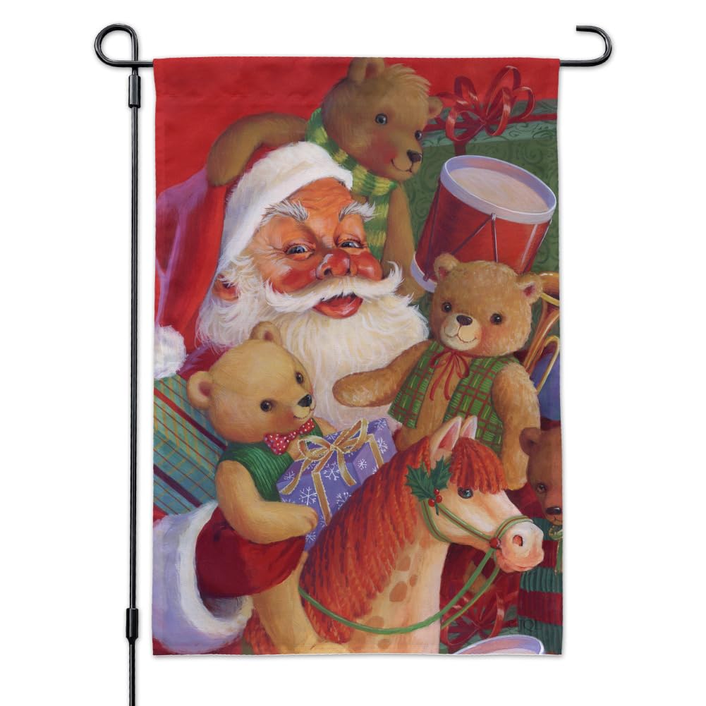 Santa Teddy Bears Christmas Holiday Garden Yard Flag - Festive Outdoor Decor for Holiday Season