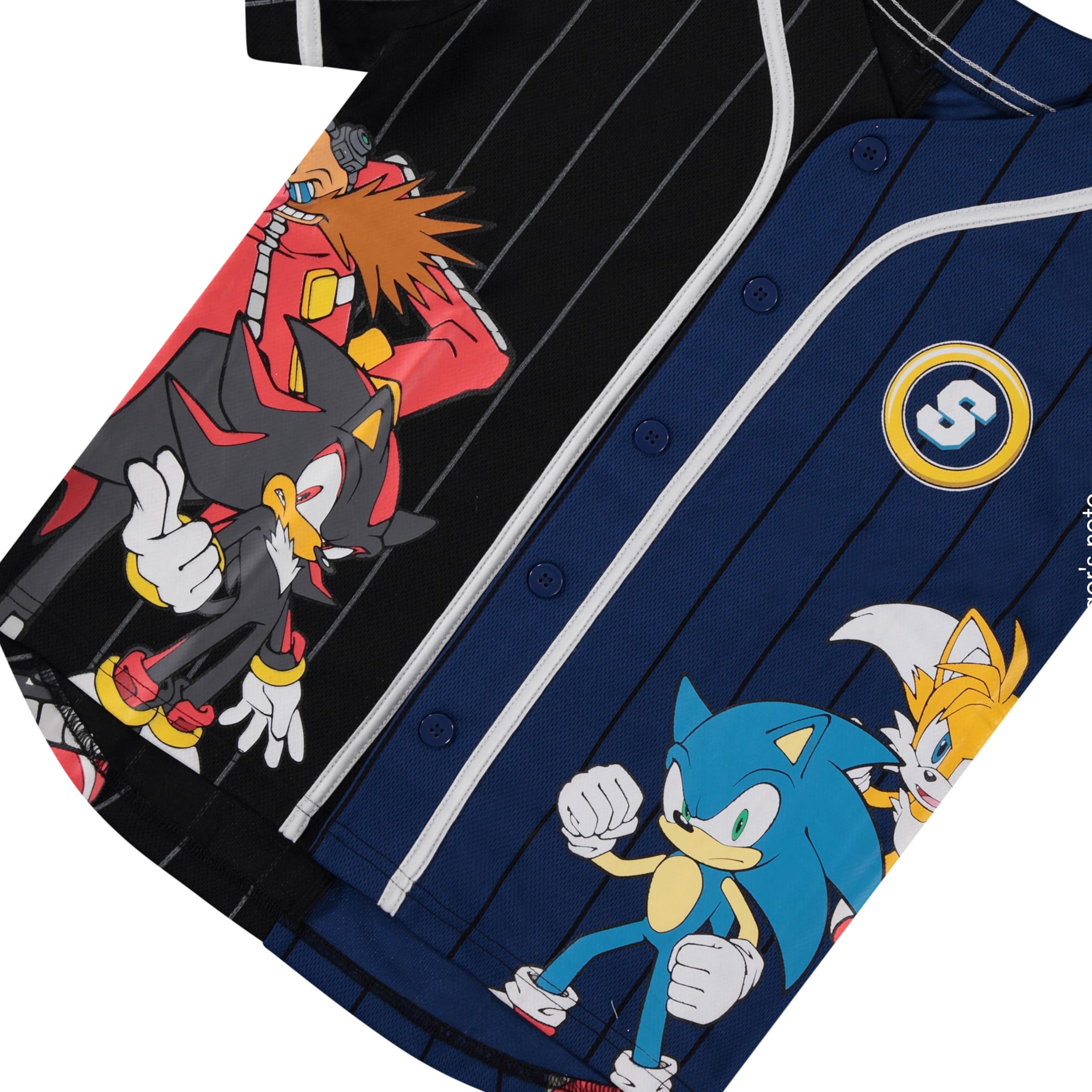 Sonic The Hedgehog Baseball Jersey T-Shirt for Boys - Kids & Youth Sizes 4-20 - Official Licensed Character Tee for School, Parties & Gaming Events