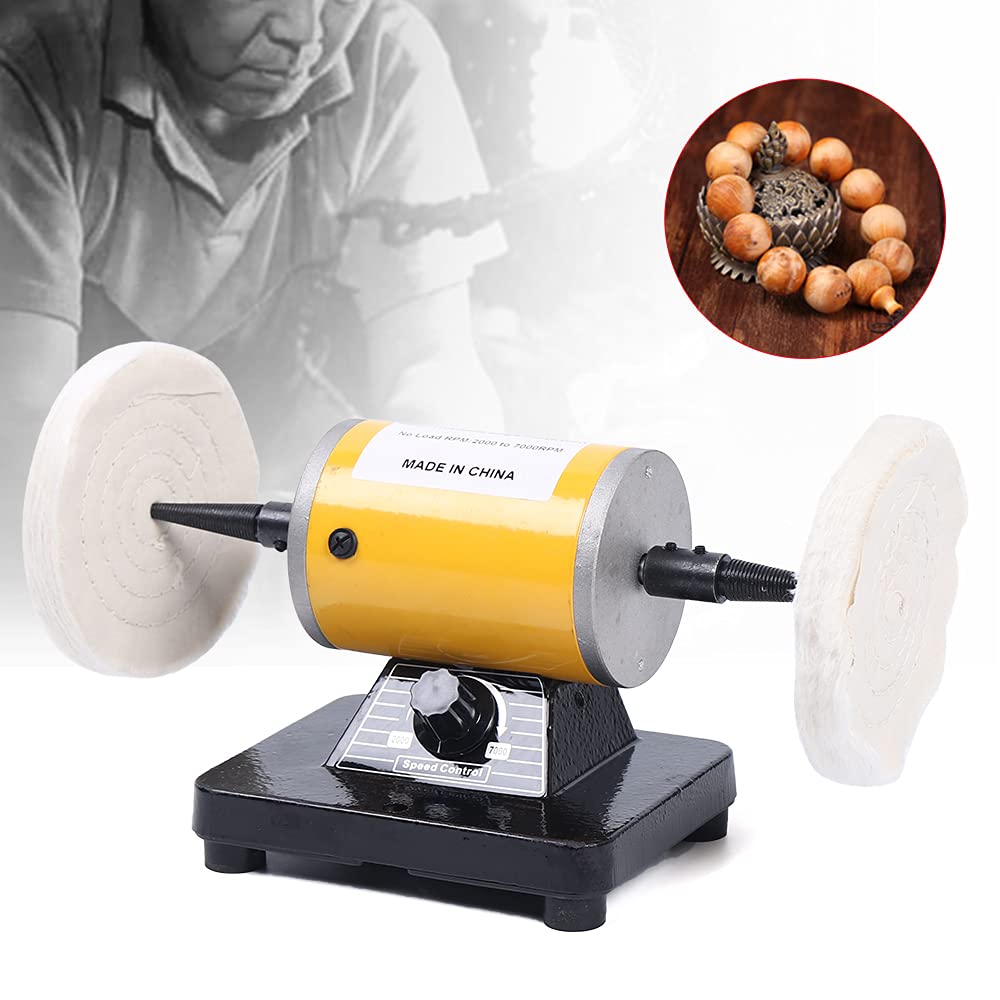 Mini Bench Buffer Polisher - Dual Benchtop Jewelry Polishing Machine for DIY Jewelry, Wood, Gem, Silver, Amber, Metal & Jade - Perfect for Crafting, Jewelry Making & Small Metal Projects