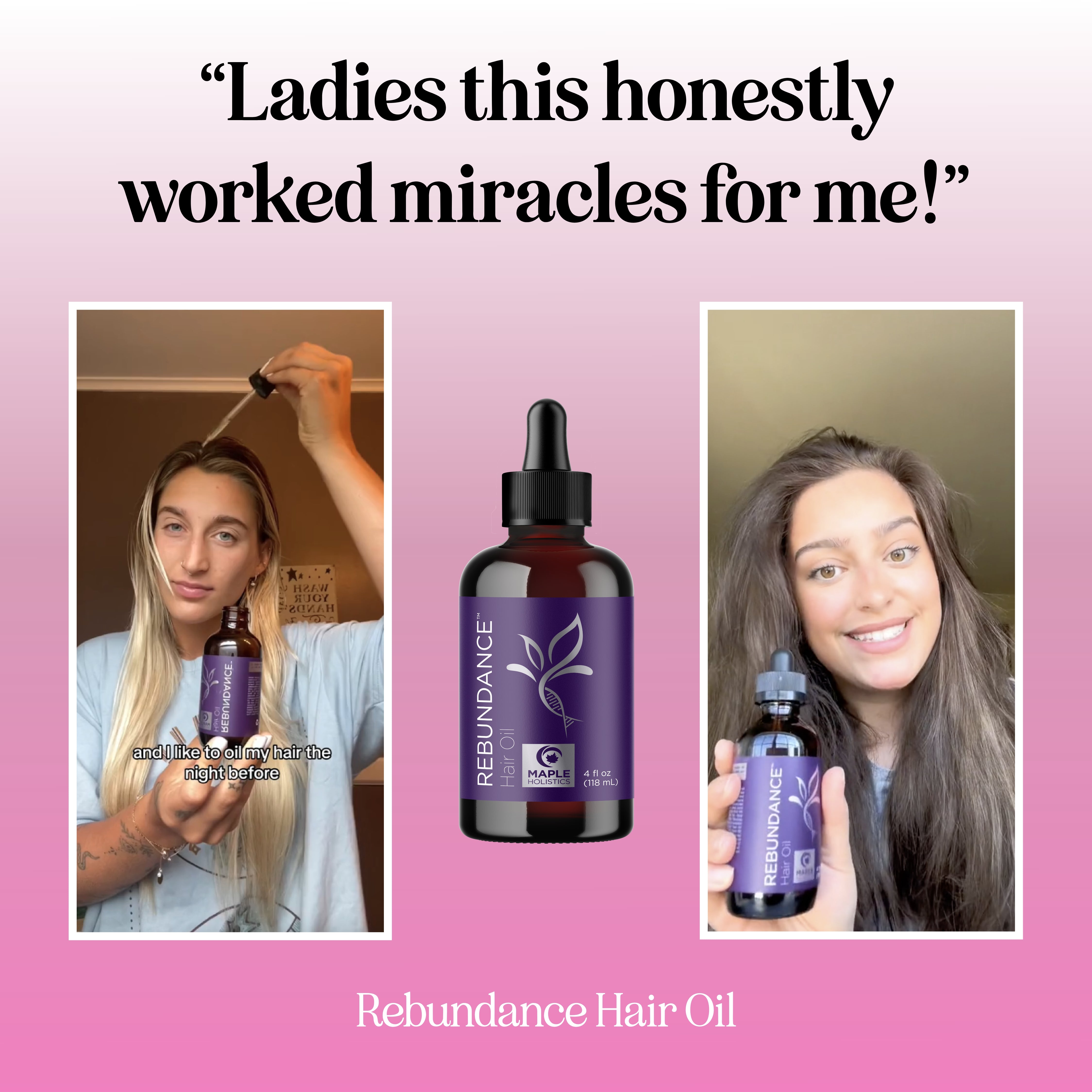 REBUNDANCE™ Women's Hair Growth Oil - Natural Nourishing Treatment for Thicker, Stronger Hair - Perfect for Daily Use & Styling