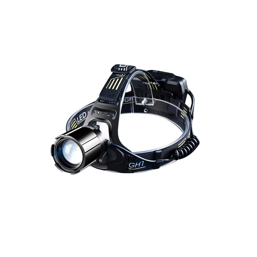 TONPOP Rechargeable Headlamp Flashlight - 1000 Lumens Strong Light, Waterproof Head-Mounted Light for Night Fishing, Hunting, Camping & Outdoor Adventures (Black) - Perfect for Hiking, Running, and Emergency Use