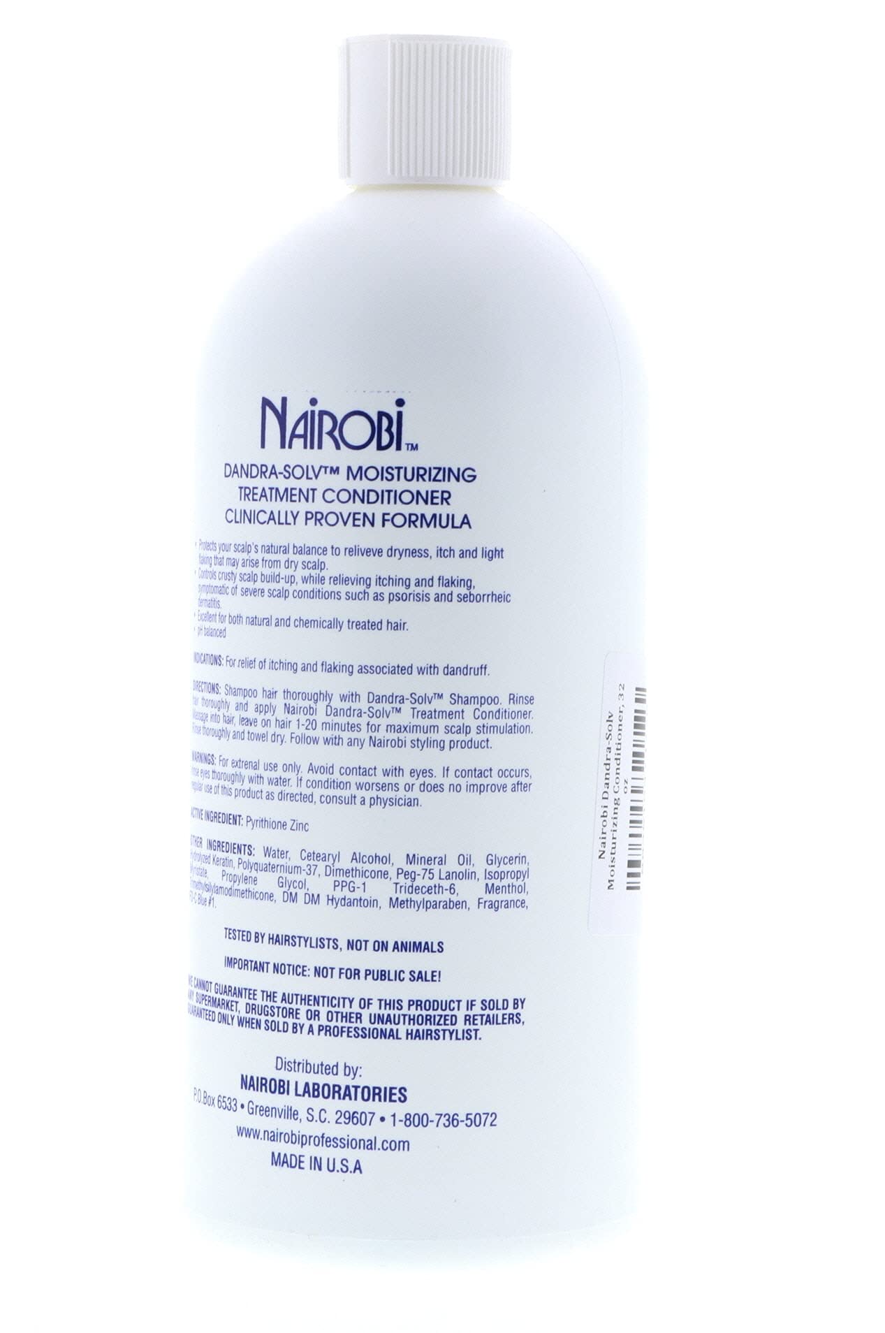 Nairobi Therapeutic Dandra-Solv Moisturizing Treatment Conditioner for Dry Scalp & Dandruff - 32 oz Unisex Hair Care - Perfect for Daily Use & Scalp Hydration