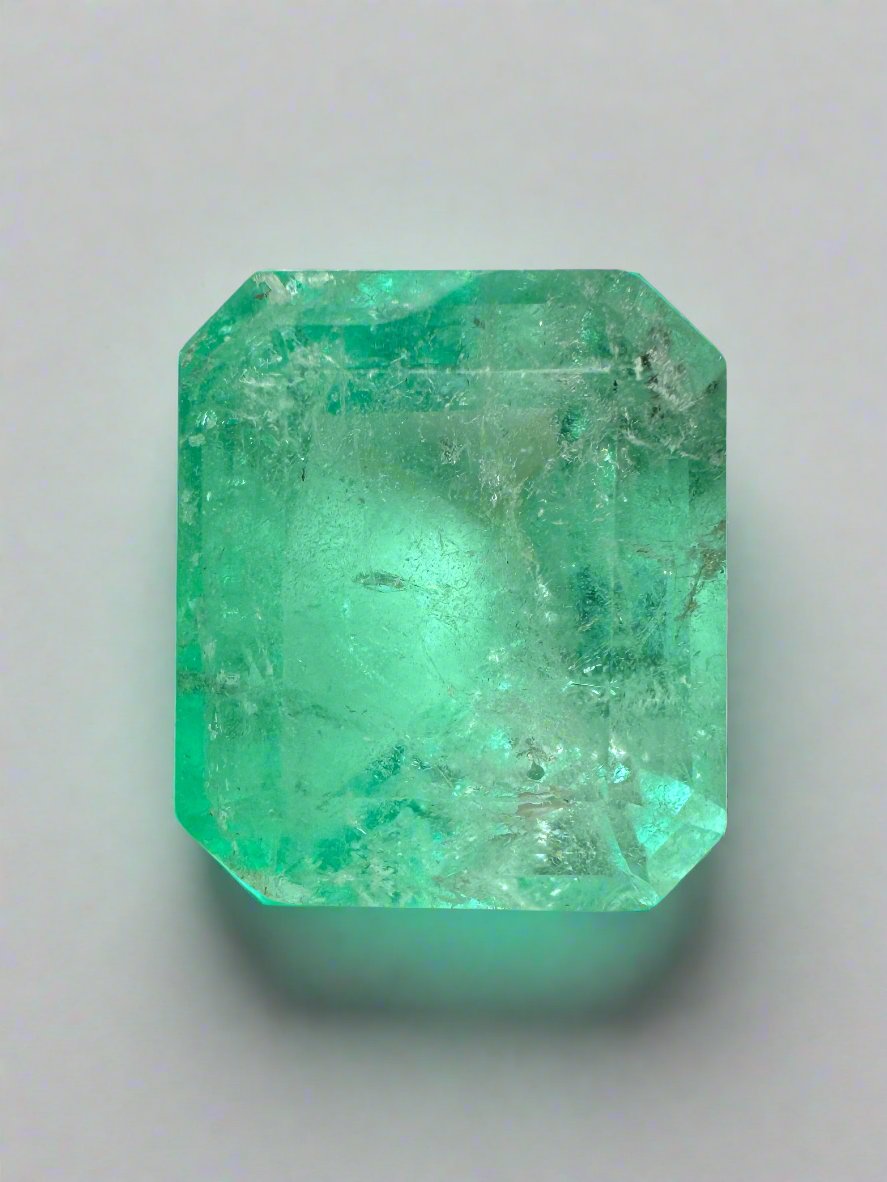 17.64 Carat Loose Colombian Emerald - 17x14.5mm Earthy Green Emerald Cut Gemstone for Jewelry Making & Engagement Rings