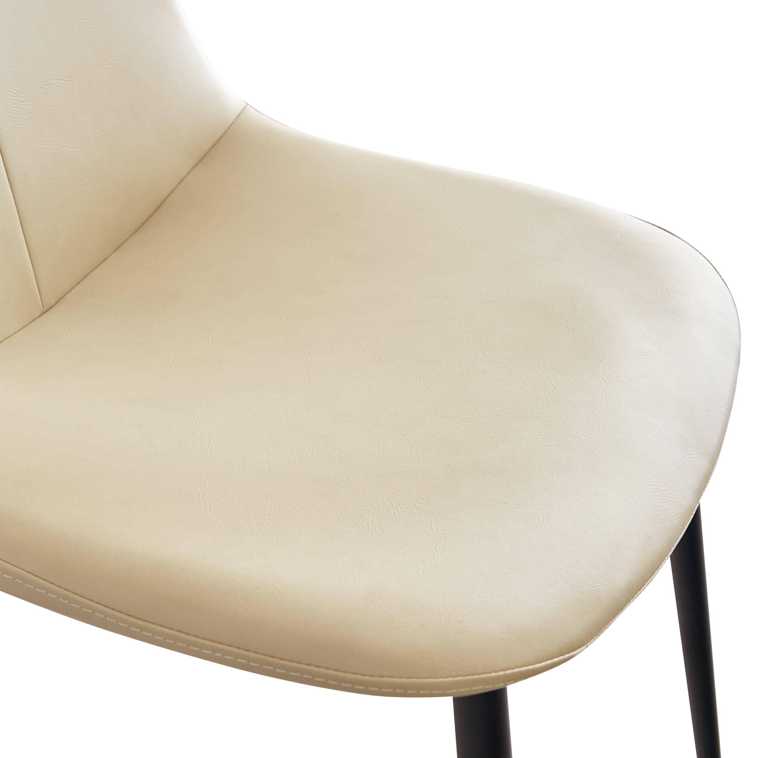 Mid Century Modern Dining Chairs Set of 2 - High Back PU Faux Leather Upholstered Kitchen & Dining Room Chairs with Metal Legs - Comfortable Large Padded Accent Chairs for Home, Restaurant or Cafe