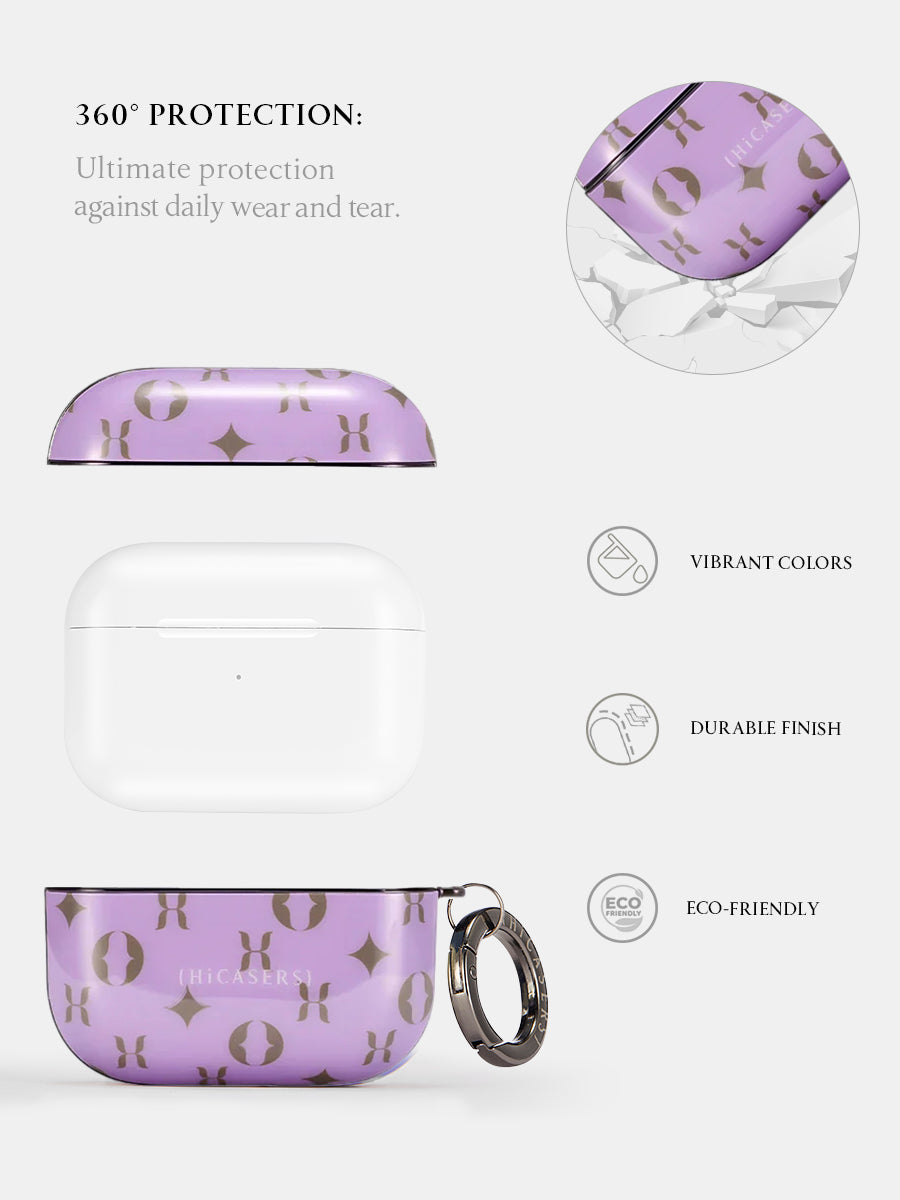 Custom Lavender AirPods Case with Logo - Personalized Protective Cover for AirPods 1/2/3 & Pro - Perfect Gift for Music Lovers & Travel Accessories