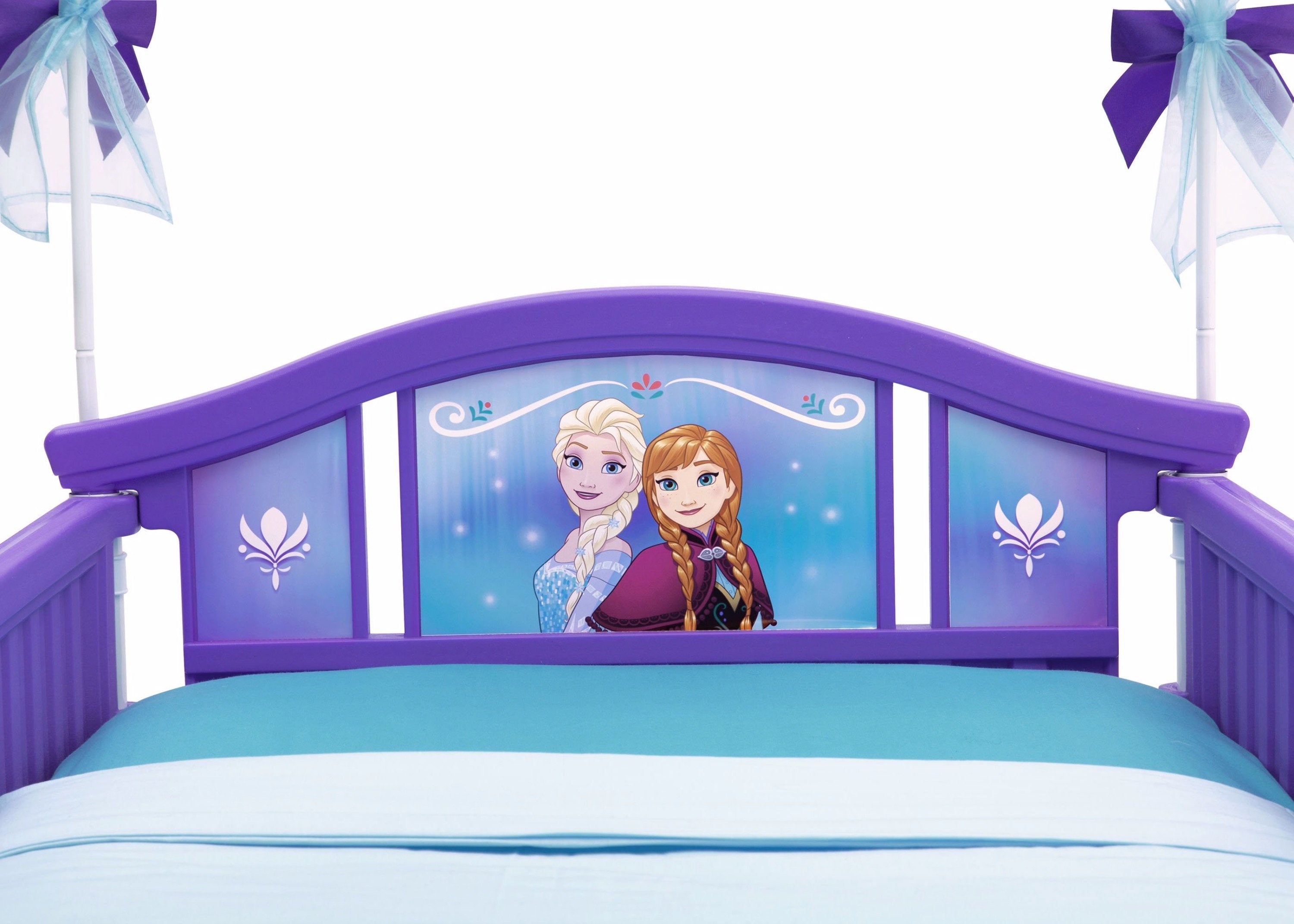 Frozen Themed Toddler Canopy Bed for Girls - Disney Princess Inspired Kids Bed with Mosquito Net - Perfect for Nursery, Bedroom Decor & Birthday Gifts