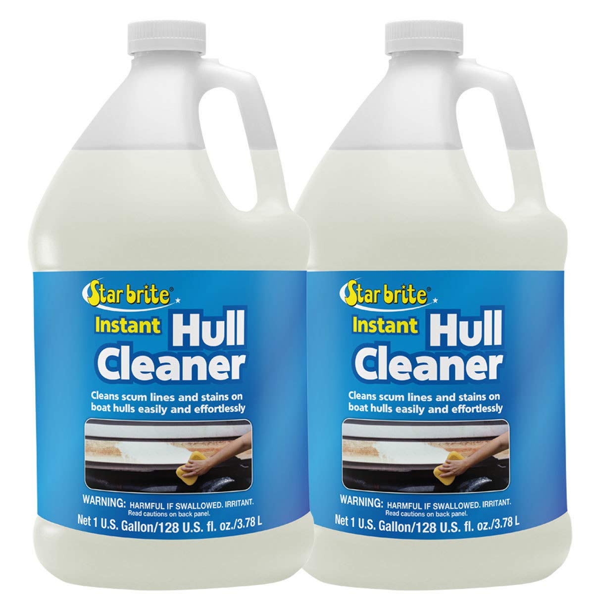 STAR BRITE 2-Pack Instant Hull Cleaner 1 Gallon - Removes Boat Scum, Waterline Stains & Marine Growth | Fast-Acting Boat Hull Cleaner for Fiberglass, Aluminum & Painted Surfaces | Ideal for Boats, Yachts & Marine Vessels