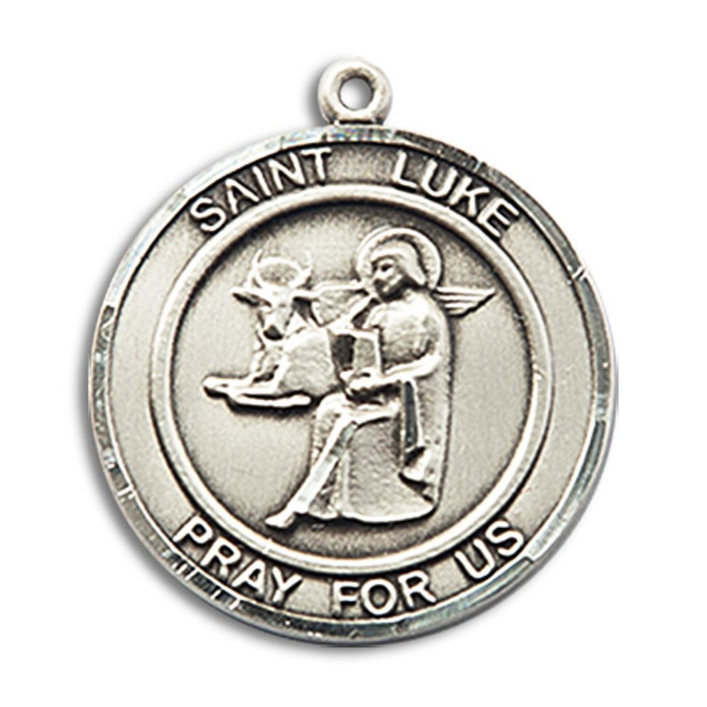 St. Luke The Apostle Sterling Silver Round Medal Pendant - Handcrafted Religious Jewelry for Men & Women - Perfect for Baptism, Confirmation & Spiritual Gifts