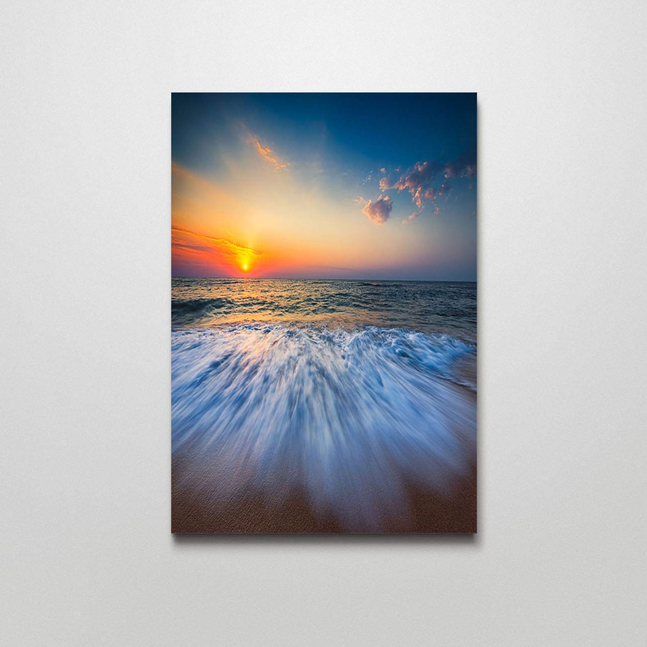 Stunning Sunrise Over The Sea Canvas Wall Art - 24x36 Inch Coastal Landscape Painting for Bedroom & Living Room Decor - Perfect for Beach House, Office or Gift