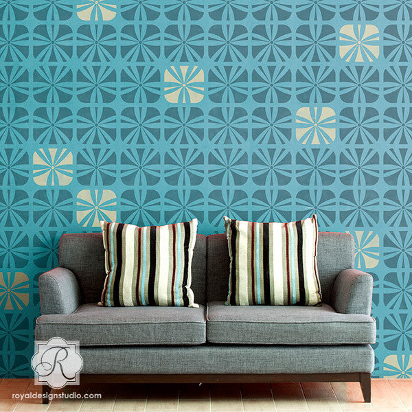Kinetic Floral Wall Stencil - Reusable DIY Painting Template for Home Decor, Nursery, Bedroom & Living Room - Perfect for Accent Walls, Furniture Upcycling & Creative Art Projects