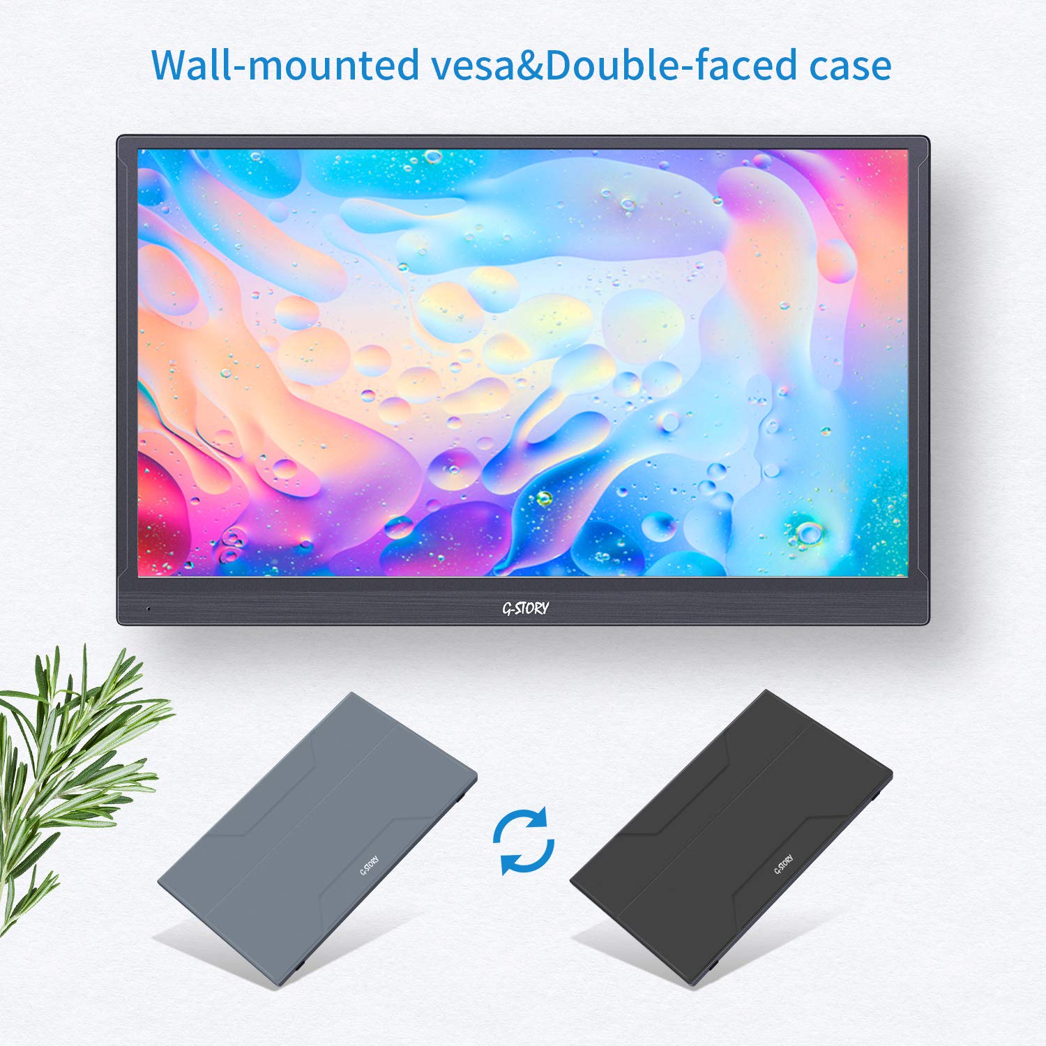 G-STORY 15.6 Inch Portable Monitor - Full HD 1080P IPS Gaming Screen with Mini HDMI & USB-C, FreeSync Compatible for Laptop, Xbox, PS4, PS5, and Smartphones - Perfect for Gaming, Work, and Travel with Included Smart Cover