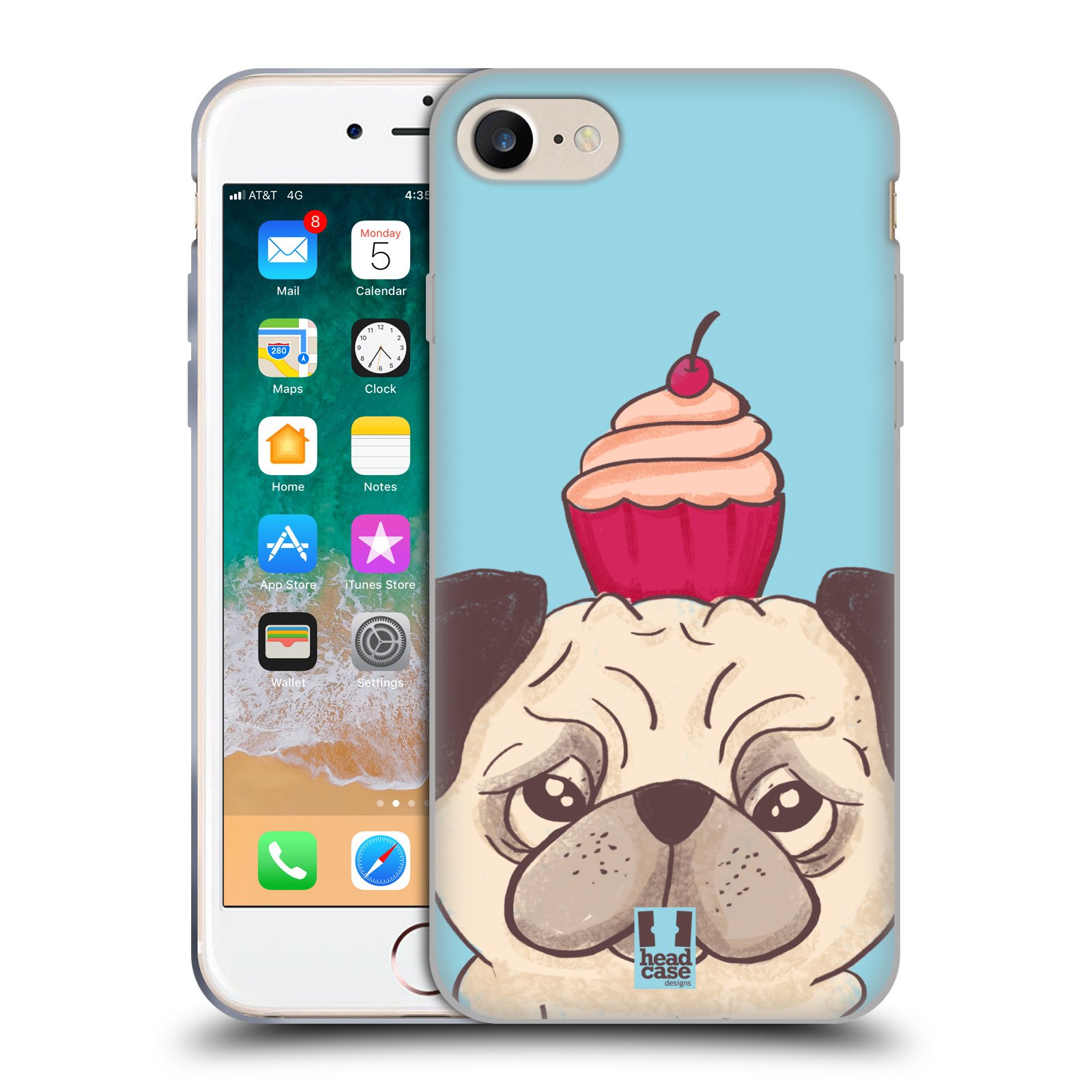 Cupcake Pug Print Soft Gel Phone Case for Apple iPhone 7/8/SE (2020 & 2022 Models) - Cute Protective Cover for Everyday Use & Gift Giving