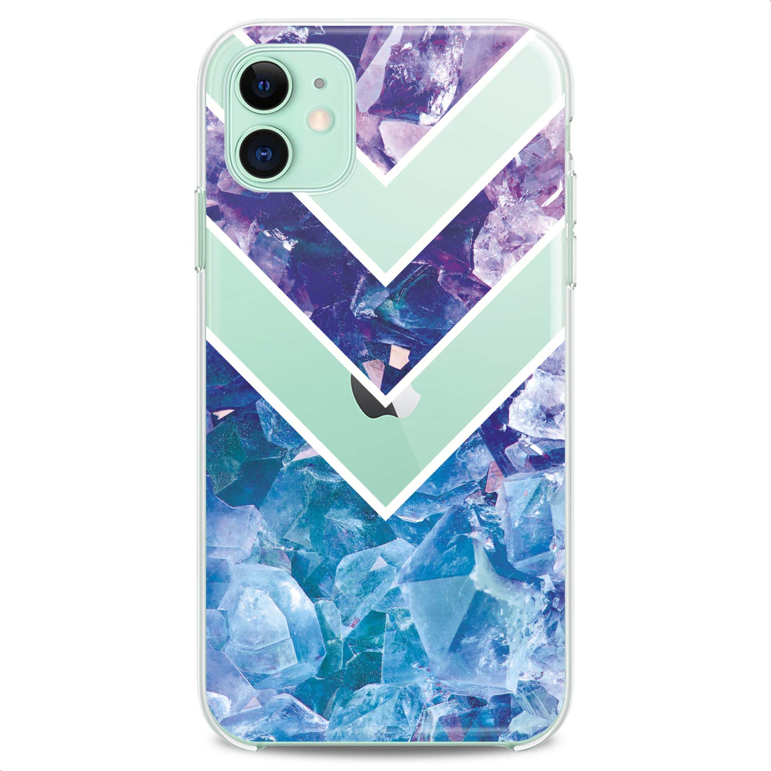 TPU Phone Case Compatible with iPhone 16/15/14/13/12/11 Pro Max/Plus/Mini/Xs/Xr/X/8+/7/6/5/SE - Slim Flexible Silicone Clear Protective Cover with Cute Geometric Print in Purple & Blue - Perfect for Teens, Girls & Everyday Use