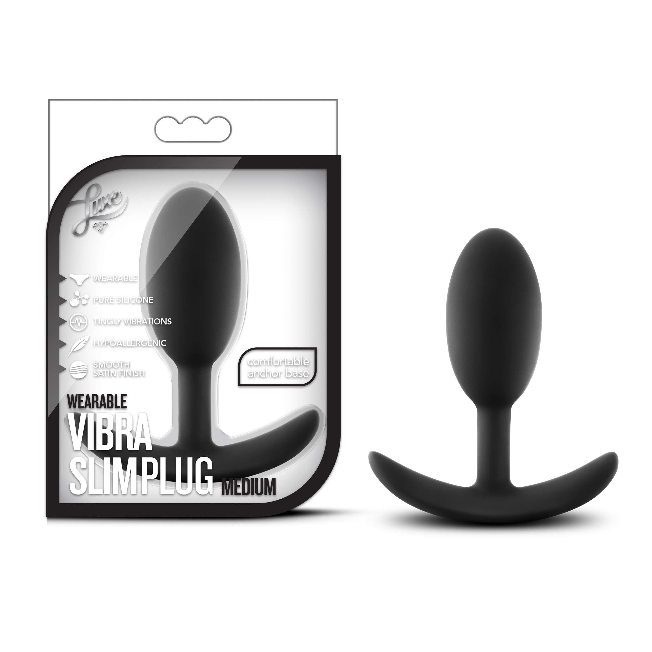 Blush Novelties Luxe Wearable Vibrating Slim Anal Plug – 4 Inch Medium Motion-Activated Silicone Butt Plug for Hands-Free Play – Prostate & G-Spot Stimulator for Men, Women & Couples – Body-Safe Black Sex Toy – Perfect for Solo Play, Couples Fun & Discreet Wear Under Clothing