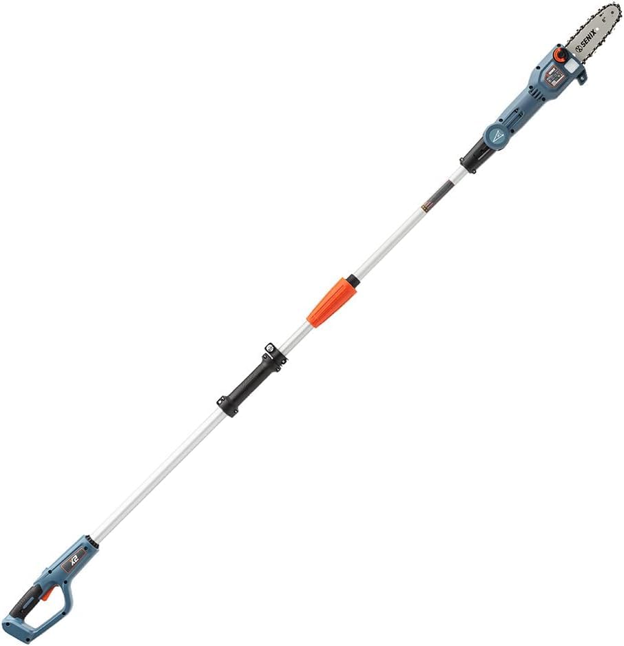SENIX X2 20V Max 8-Inch Cordless Brushless Pole Saw - Battery Powered Chainsaw Tree Trimmer with 7.5ft Telescoping Handle & Articulating Head - Includes 5.0Ah Battery & Charger (CSPX2-M) - Perfect for Tree Trimming, Pruning, and Landscaping