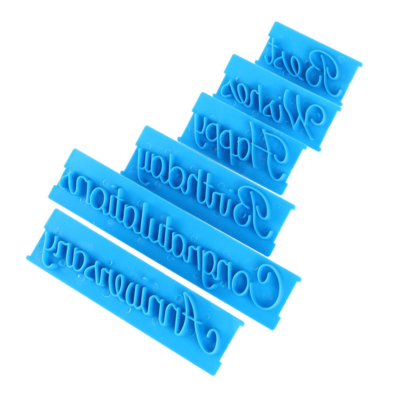 3-Piece Blue Handwriting Letter Cake Embosser Set - Cookie Stamp & DIY Plastic Molds for Cake Decorating, Baking, and Creative Dessert Printing - Perfect for Birthdays, Weddings, and Special Occasions