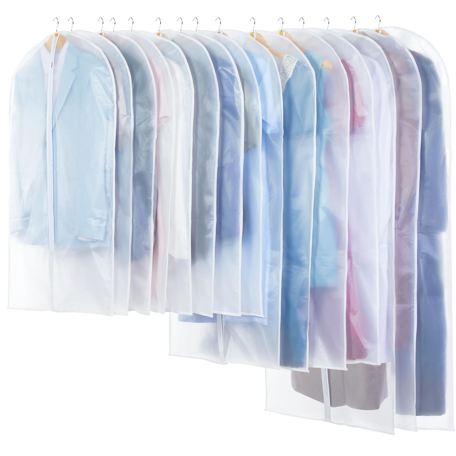 15-Pack Translucent Garment Bags for Hanging Clothes - 24