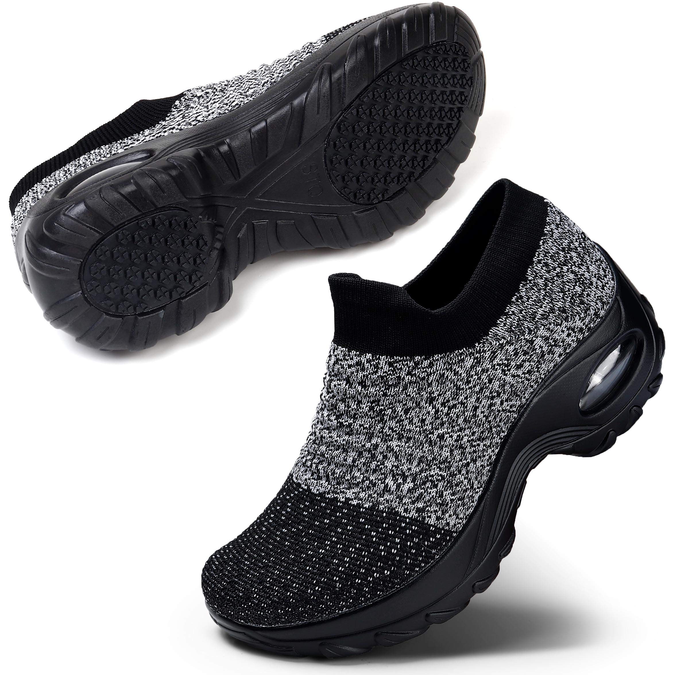 STQ Women's Slip-On Breathable Mesh Walking Shoes - Fashion Sneakers with Comfort Wedge Platform Loafers for Casual Wear, Work & Travel