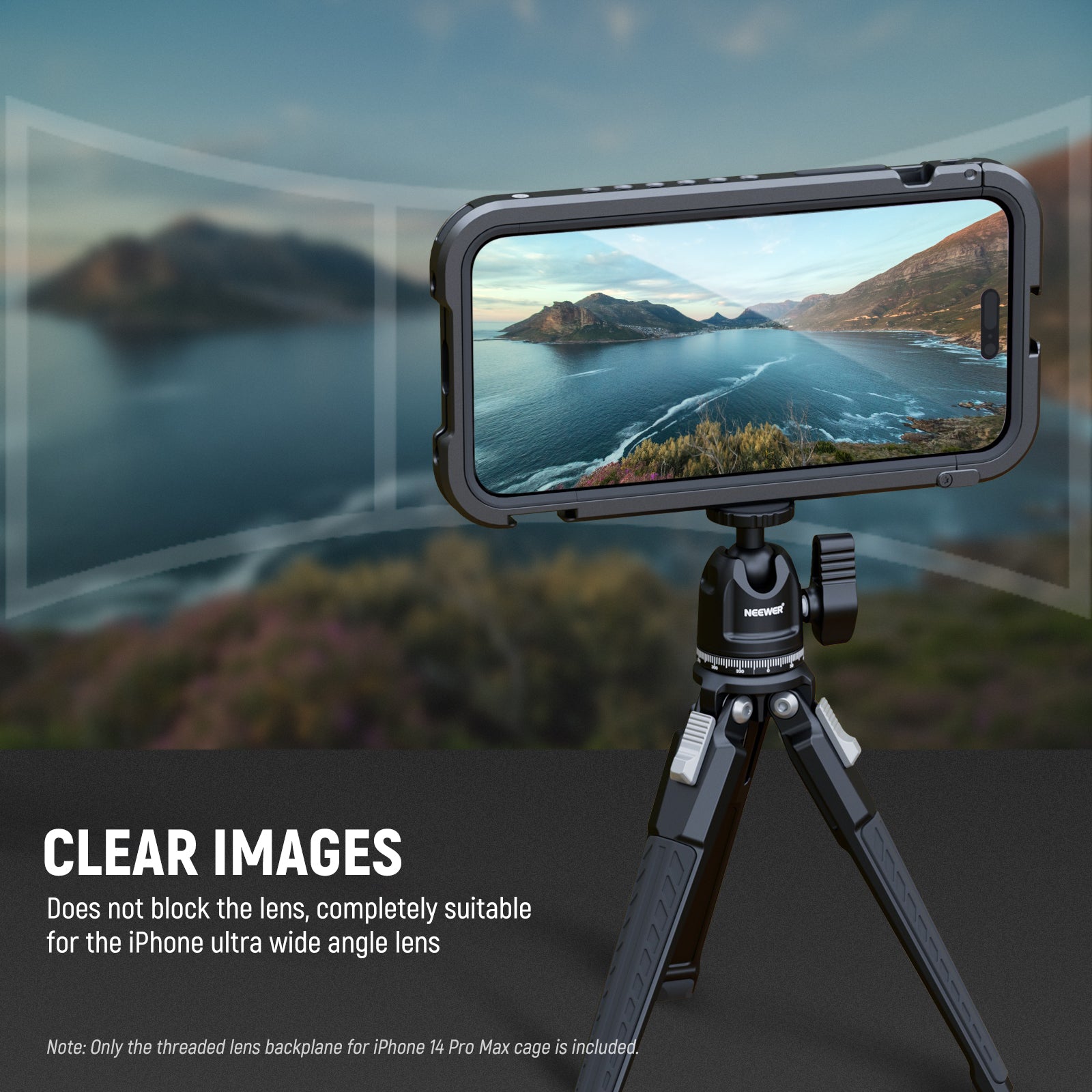 NEEWER PA019 Lens Backplate for iPhone 14 Pro Max - Professional Camera Lens Mount - Perfect for Vlogging, Photography & Content Creation