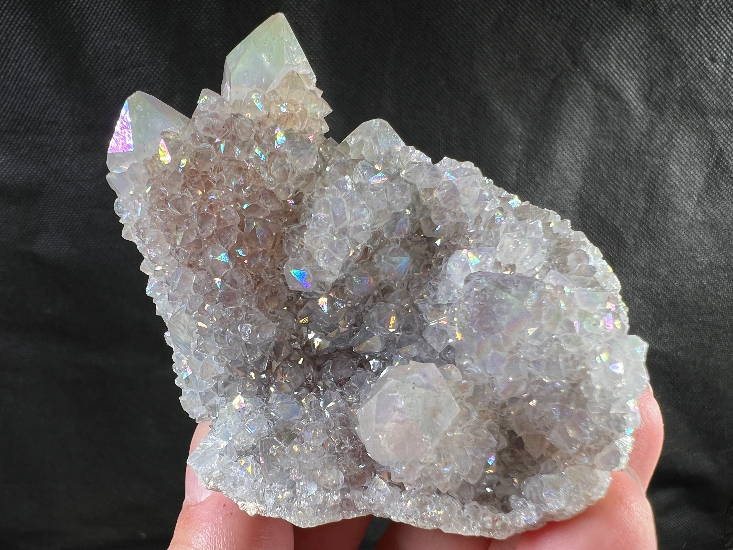 Angel AURA QUARTZ Crystal Cluster - Natural Rainbow Quartz Healing Stone, Spirit Quartz Cluster for Meditation & Energy Work | Home Decor, Office Feng Shui, Reiki Healing, Spiritual Gift