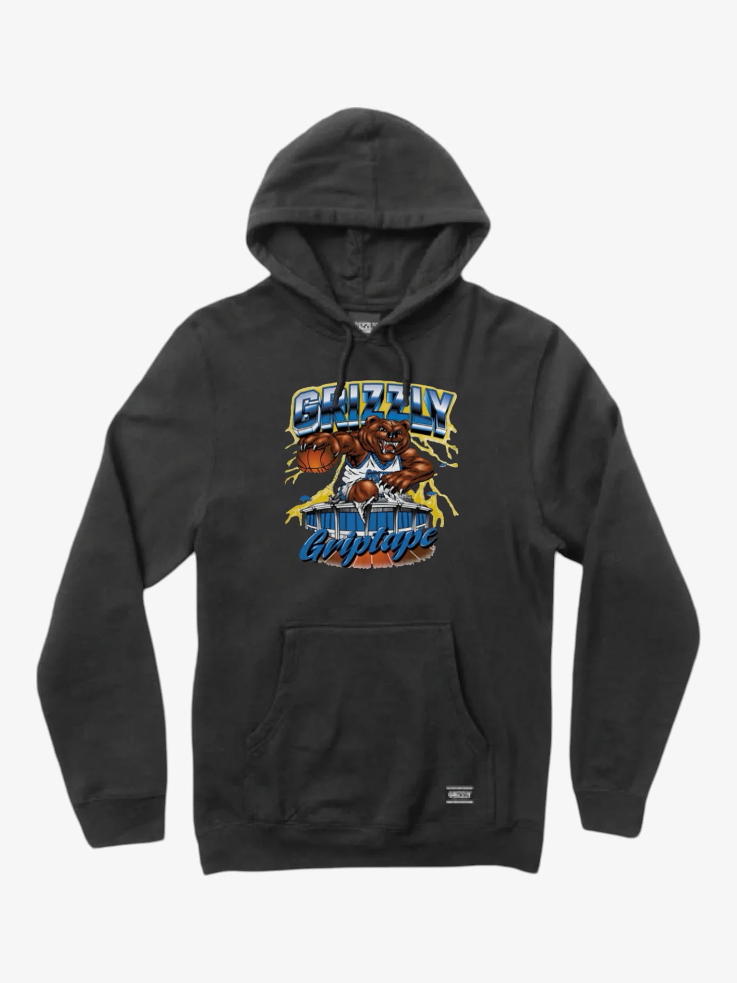 Grizzly Triple Double Black Hoodie for Men - Cozy Winter Pullover with Kangaroo Pocket | Perfect for Outdoor Activities, Casual Wear & Street Fashion