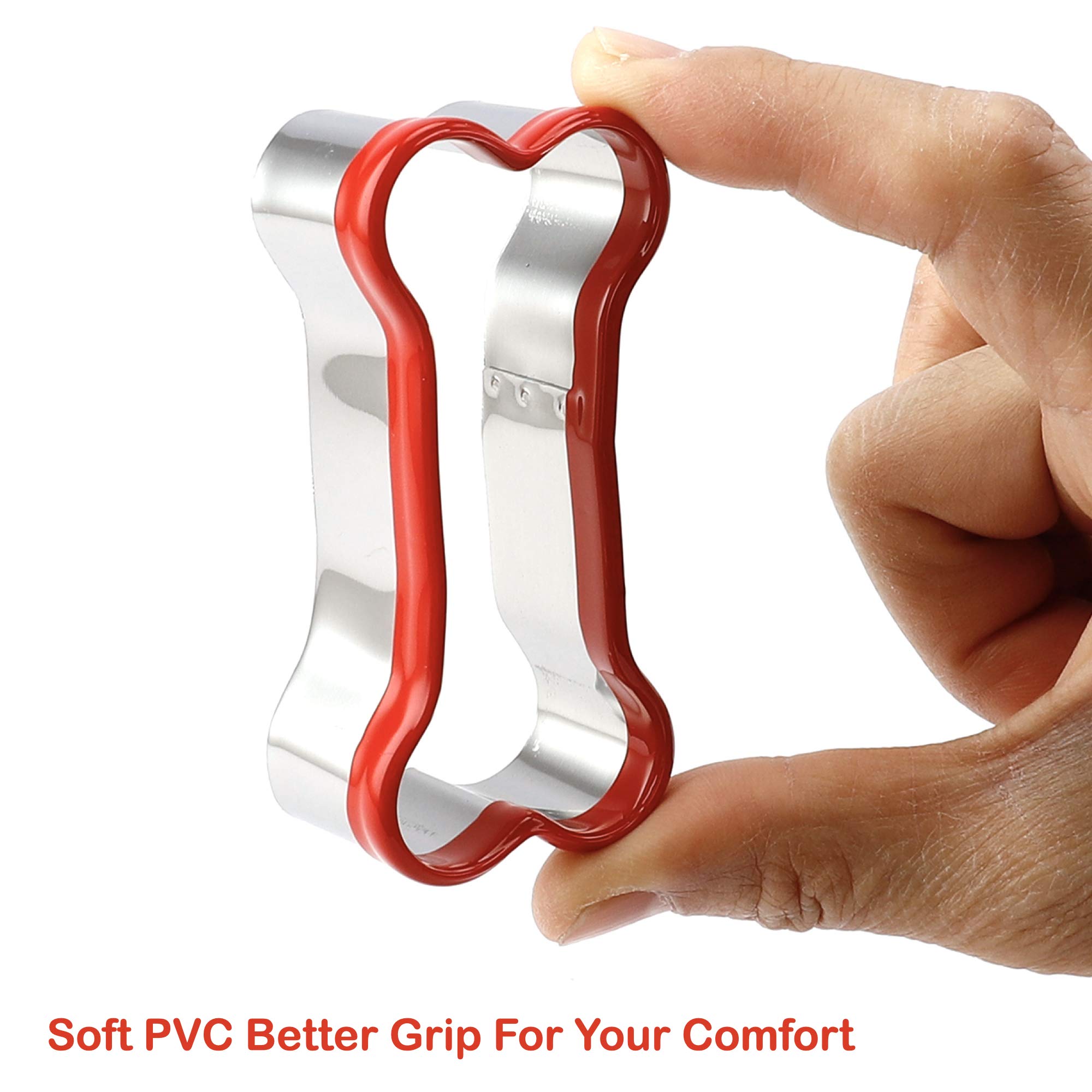 4 Pcs Dog Bone & Paw Cookie Cutters Set - Non-Toxic Soft PVC Coated Dog Treat Cutters for Baking, DIY Dog Biscuits & Homemade Pet Snacks - Perfect for Dog Birthday Parties, Training Rewards & Holiday Gifts