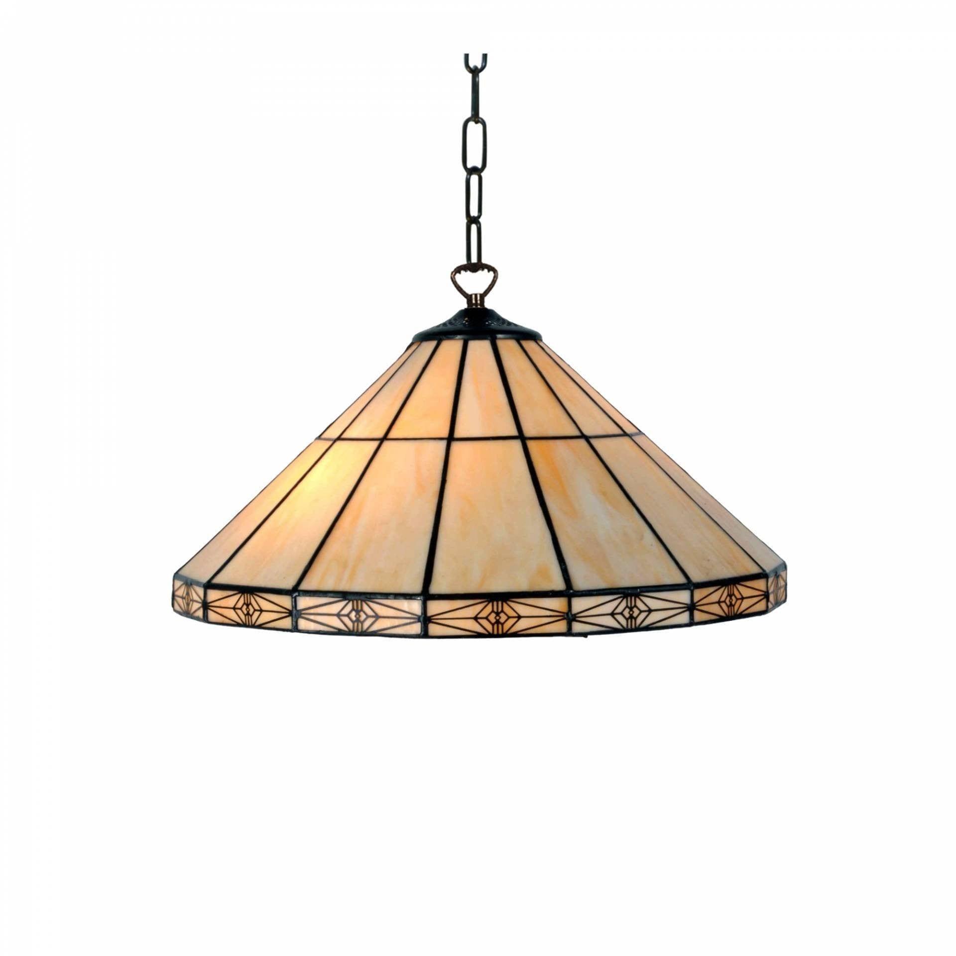 Dorchester Large Tiffany Ceiling Light Fixture - Single Bulb Vintage Stained Glass Chandelier for Dining Room & Bedroom Lighting