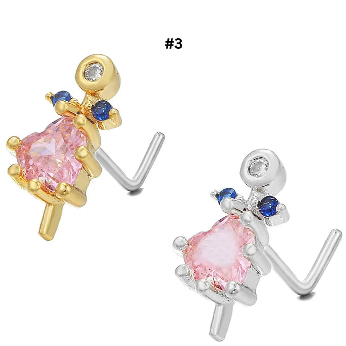 20G Surgical Steel Cute Lollipop L Bend Nostril Ring - Hypoallergenic Nose Piercing Jewelry for Women | Perfect for Everyday Wear, Parties & Special Occasions | BD045
