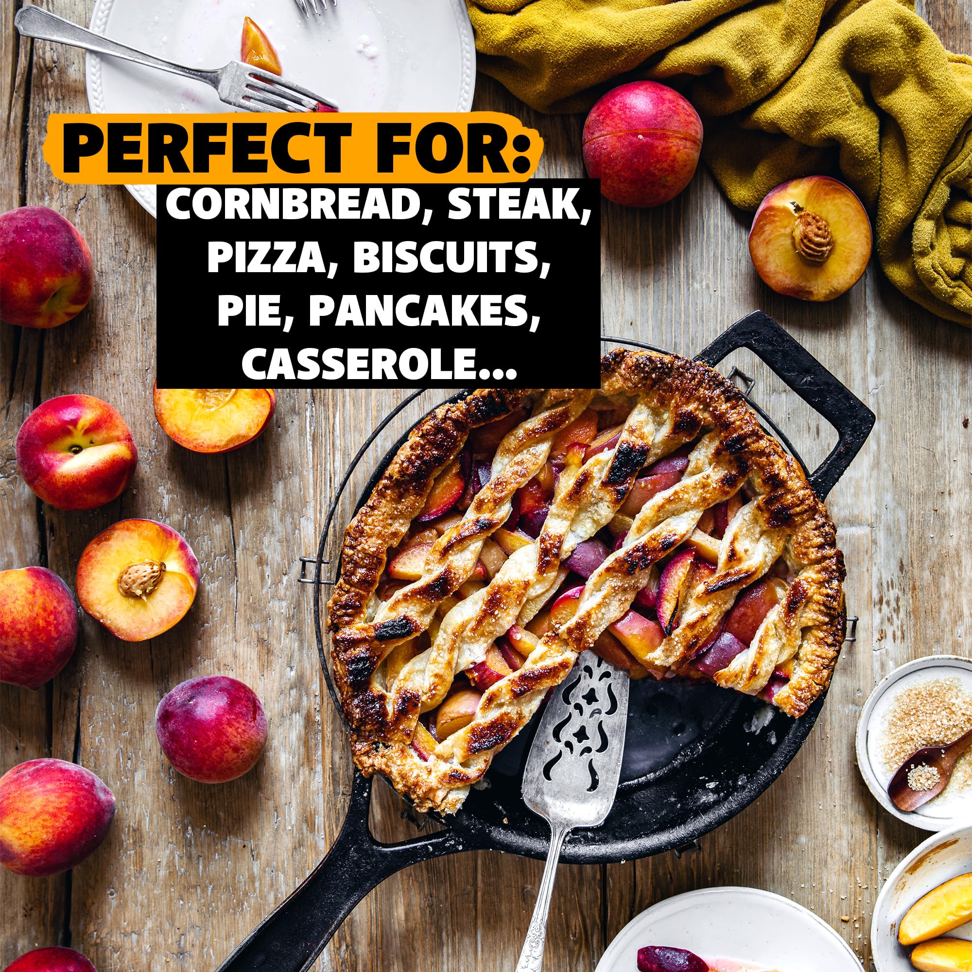 Premium 12-Inch Cast Iron Skillet – Made in USA, Pre-Seasoned, Even Heat Distribution, Nonstick Surface for Grilling, Frying, Baking & Searing – Perfect for Camping, Outdoor Cooking & Home Kitchen Use