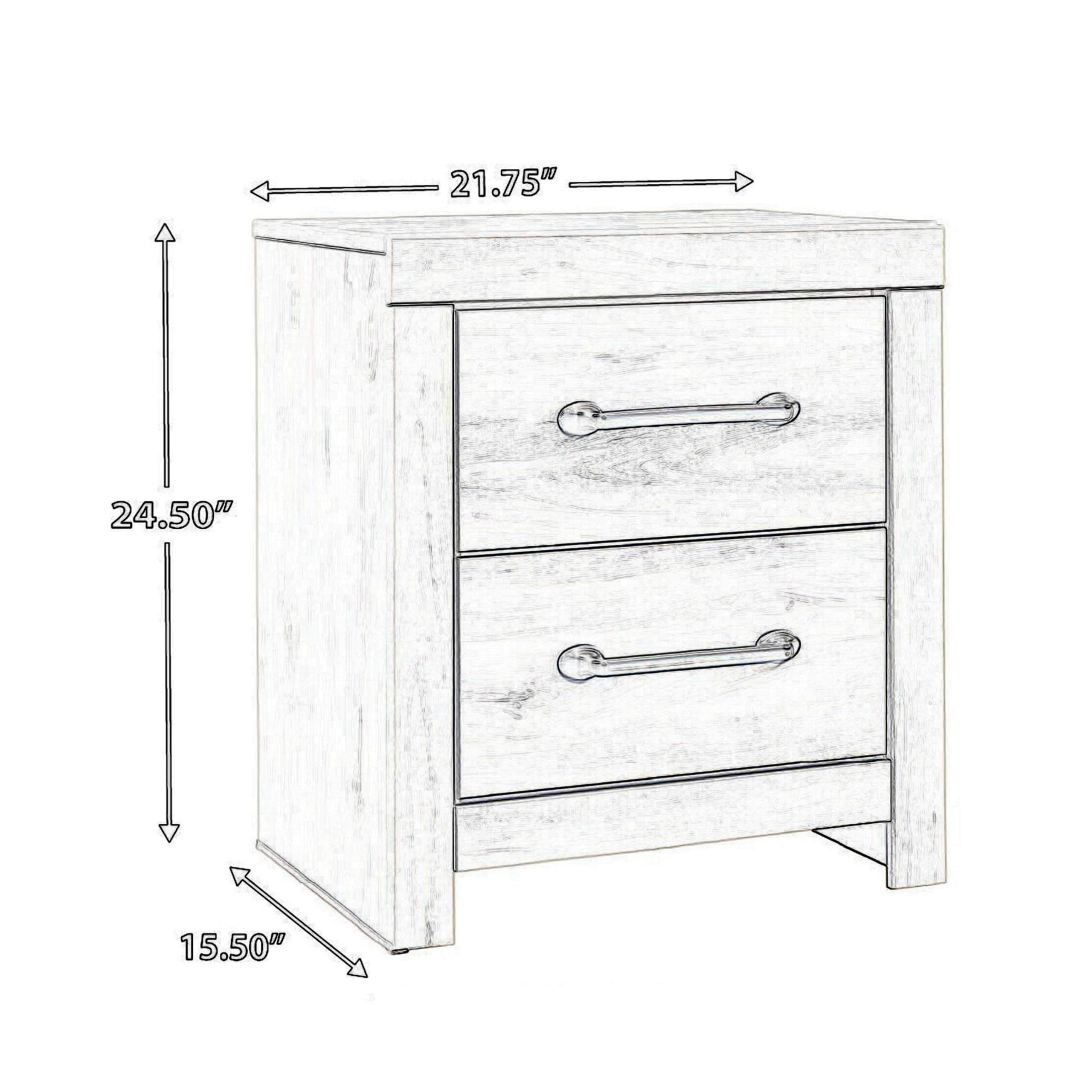 Benjara White Transitional Wooden Nightstand with 2 Drawers & Bar Handles - Perfect for Bedroom, Living Room or Office Furniture Setup