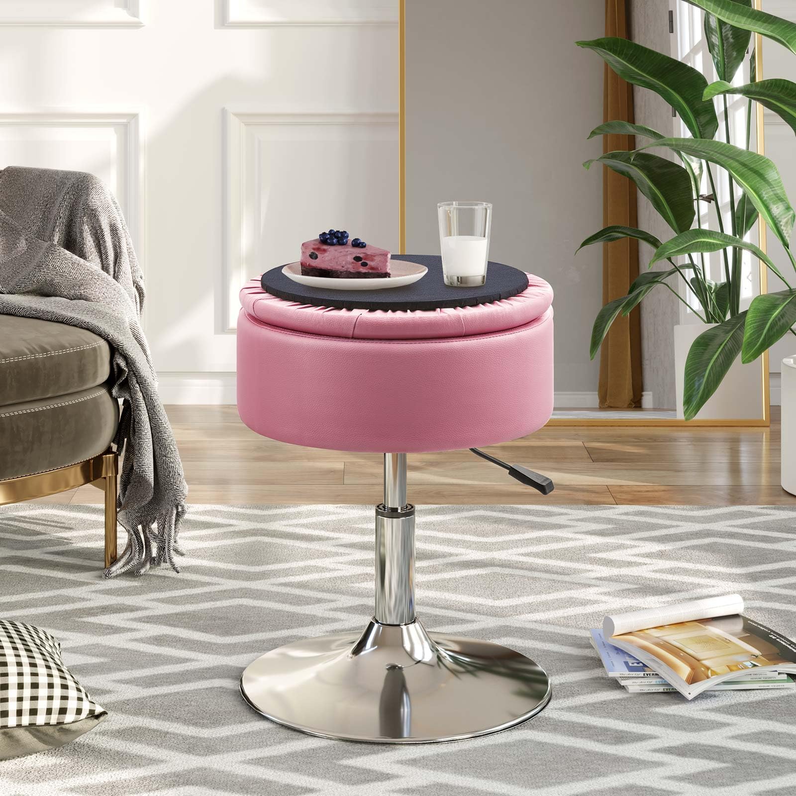 GREENSTELL Adjustable Vanity Stool with Storage - 19