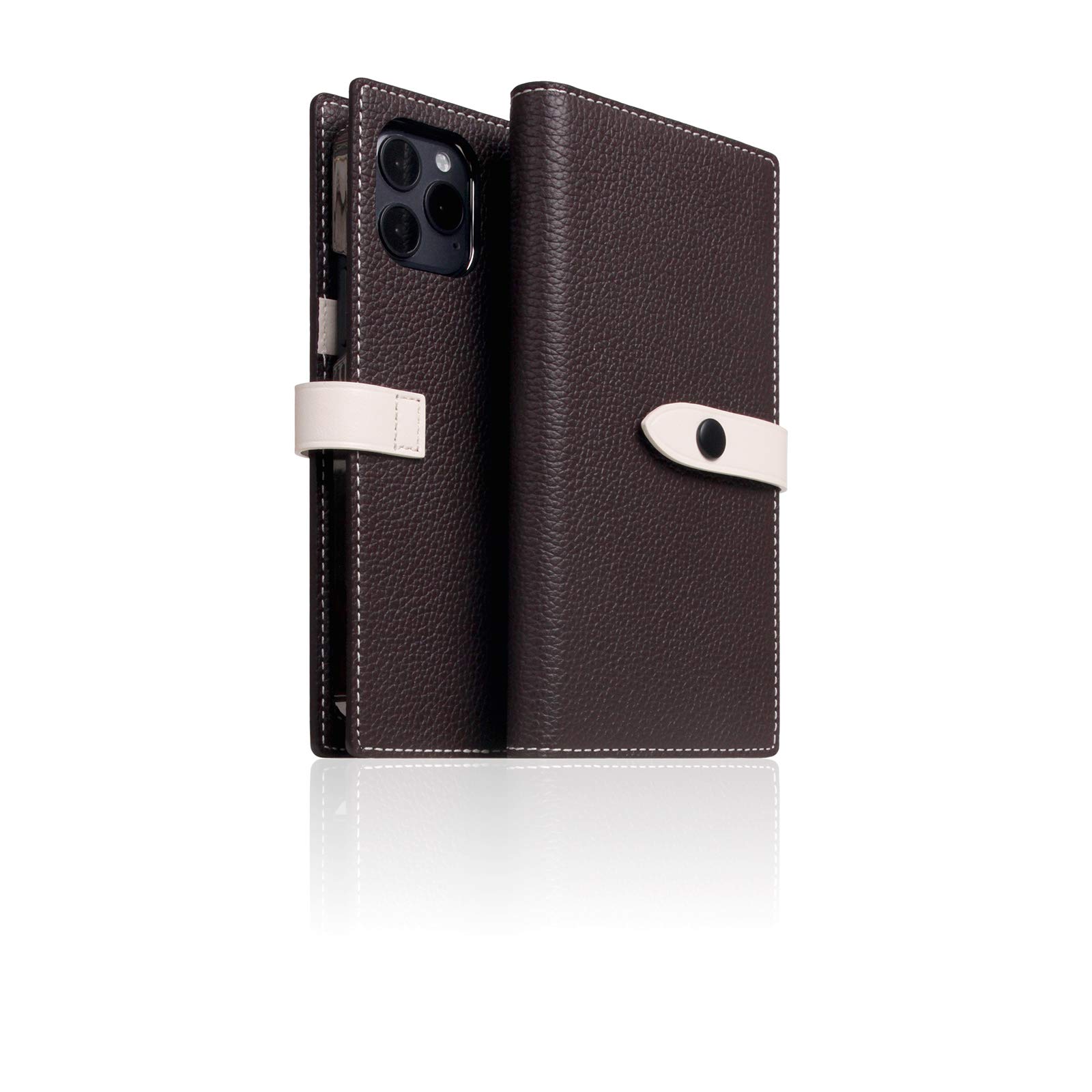 Premium D8 Edition Full Grain Leather Wallet Case for iPhone 12 Pro Max - Handmade Flip Cover with Card Slots & Gift Box (Brown Cream) | Perfect for Business Professionals & Daily Use
