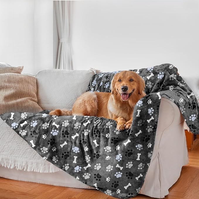 Waterproof Dog Blanket - Soft Washable Pet Blanket for Dogs & Cats - Home & Travel Use