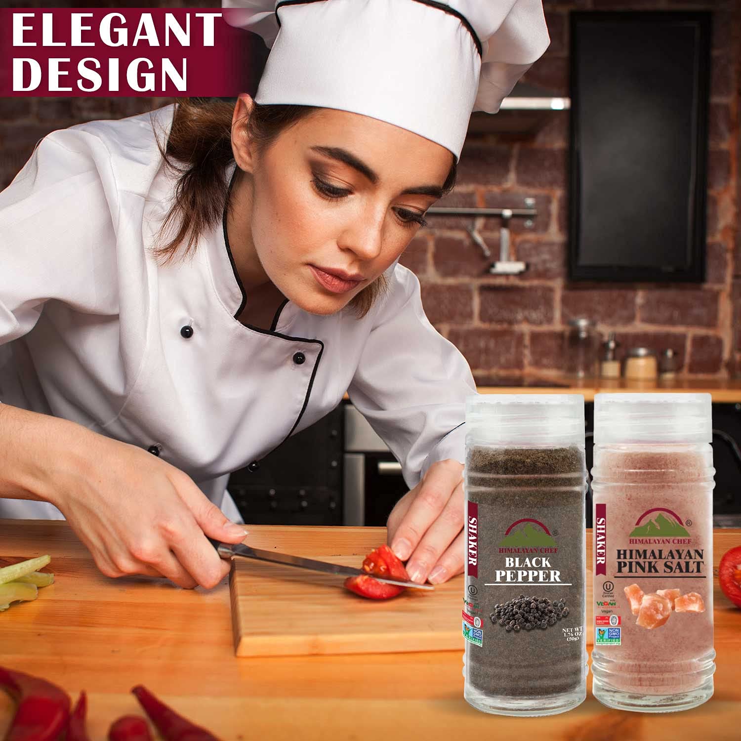 Himalayan Pink Salt & Black Pepper Grinder Set - 5.96 oz | 100% Natural Organic Mineral-Rich Seasoning | Kosher Vegan Certified | Perfect for Cooking, Grilling & Tabletop Use